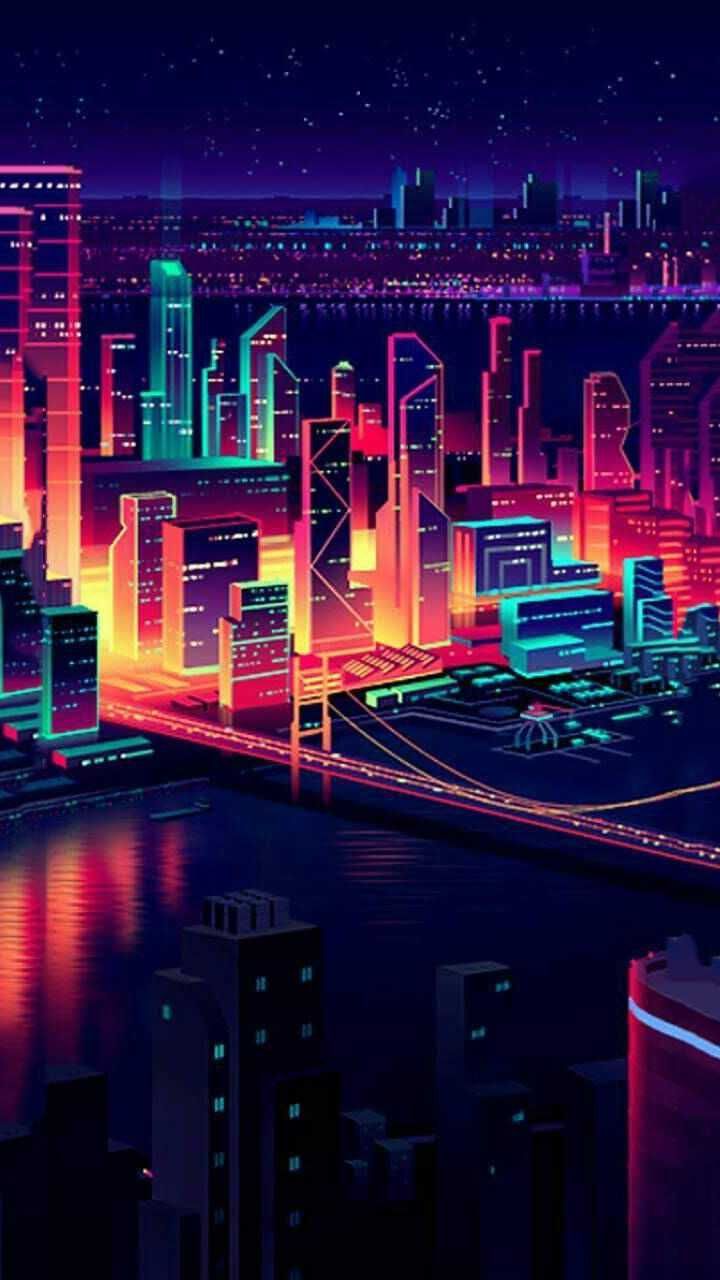 720x1280 Neon City Wallpaper