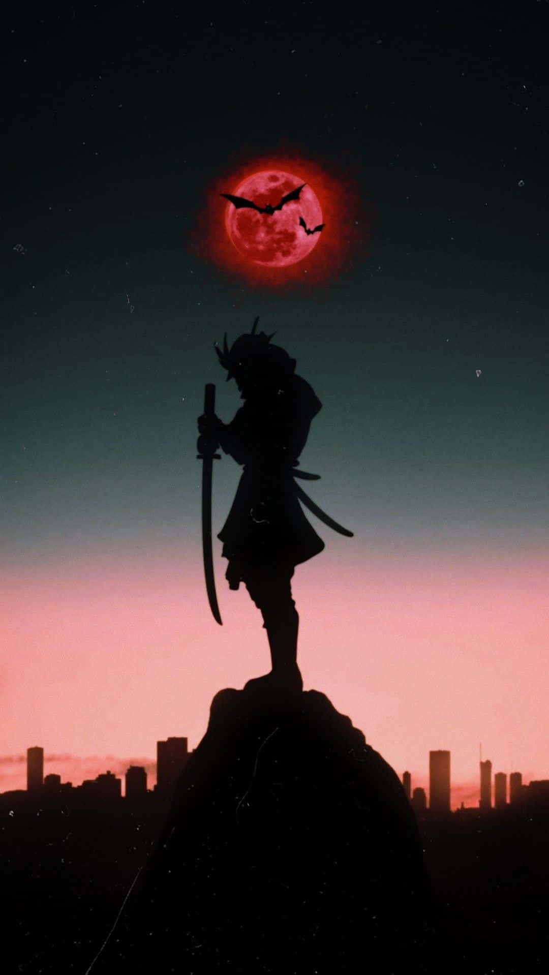 1080x1918 Download Dark Samurai With The Red Full Moon Wallpaper