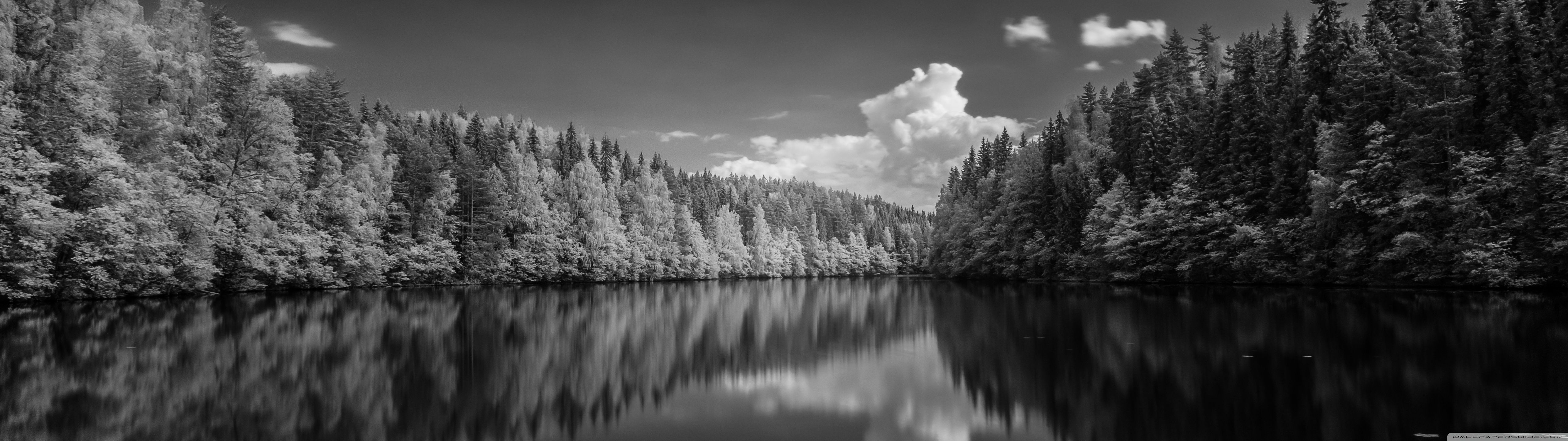 5120x1440 Finland Forest Lake Black and White 4K UHD Wallpaper for UltraHD Desktop and TV : Widescreen and UltraWide Display : Dual Monitor : Smartphone and Tablet Devices