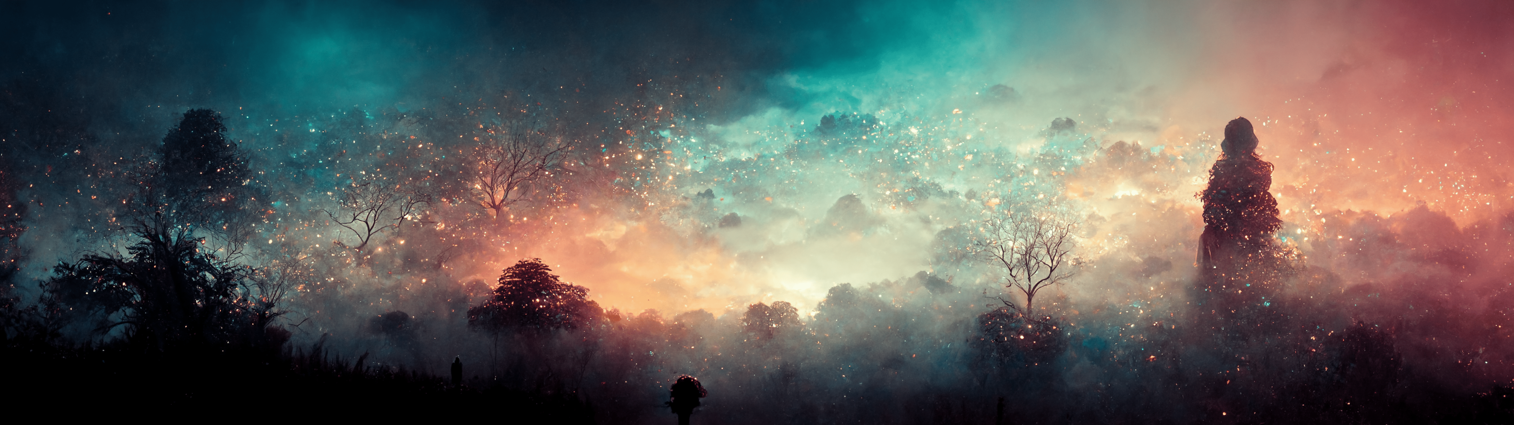 5120x1440 Dusk at imaginary forest