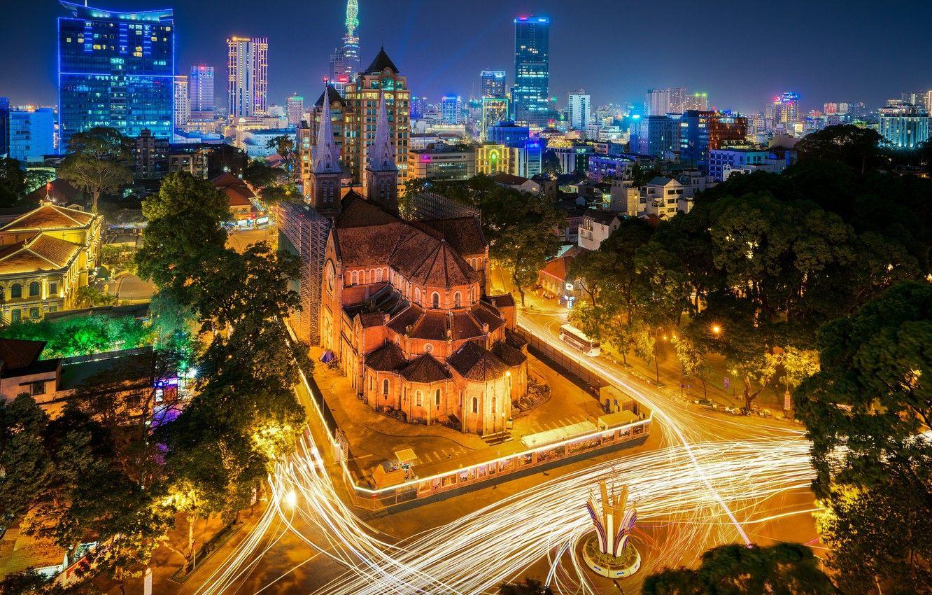 1332x850 Wallpaper night, lights, beauty, Vietnam image for desktop
