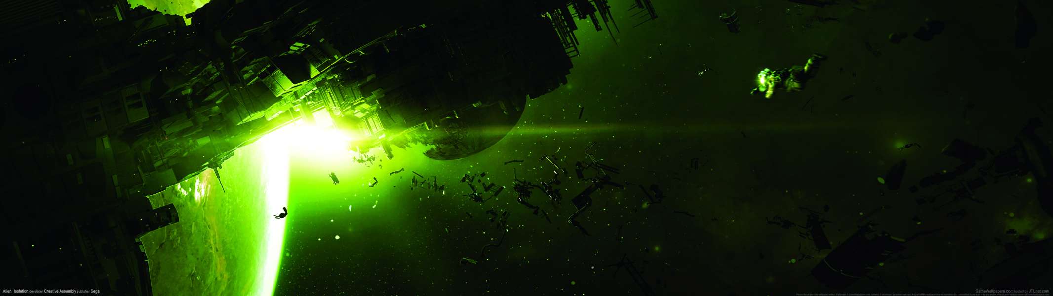 2133x600 Green Dual Monitor Wallpaper