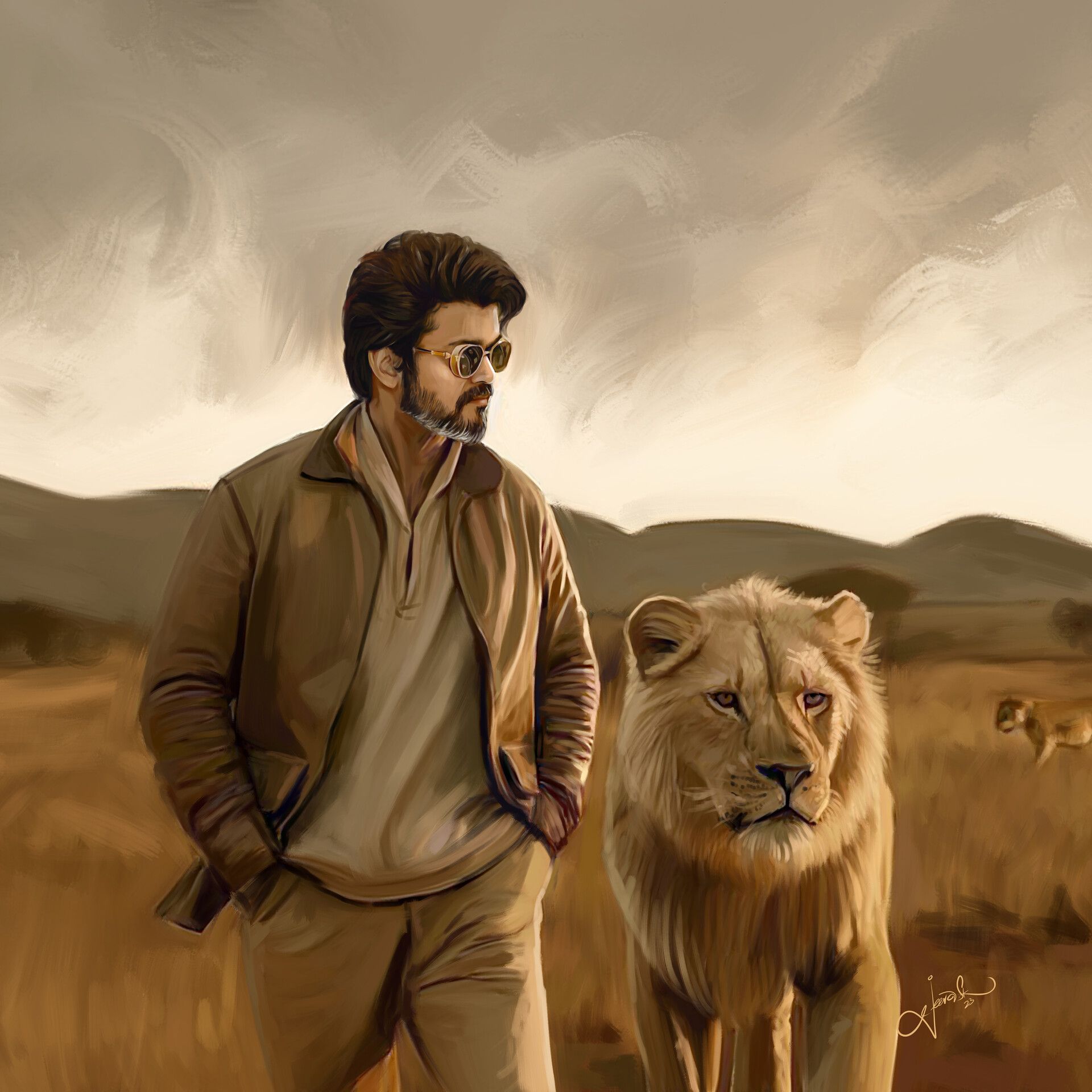 1920x1920 Thalapathy Vijay x #leo Lion Painting 2023