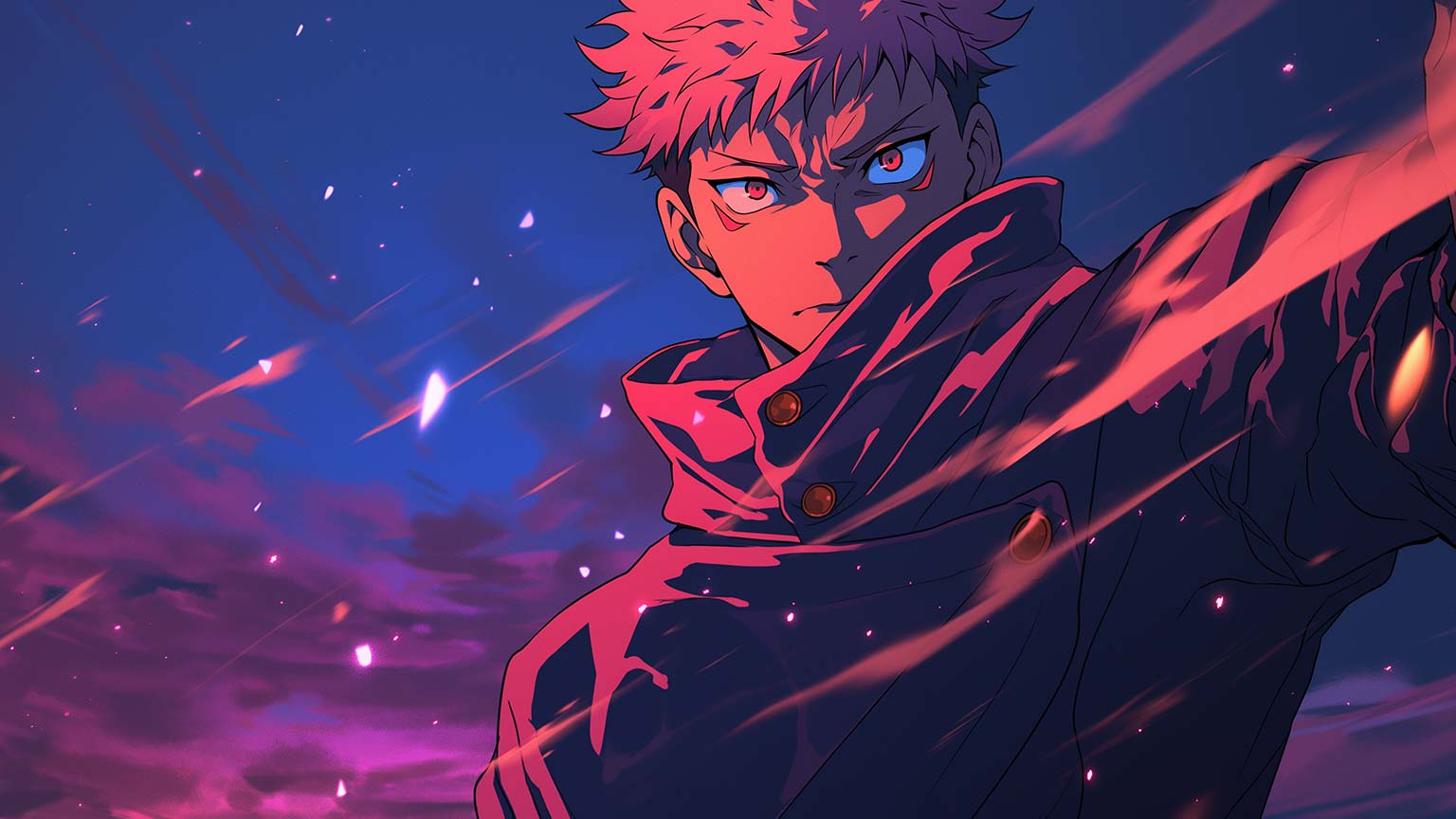 1536x864 Jujutsu Kaisen Itadori Purple Sky Desktop Wallpaper