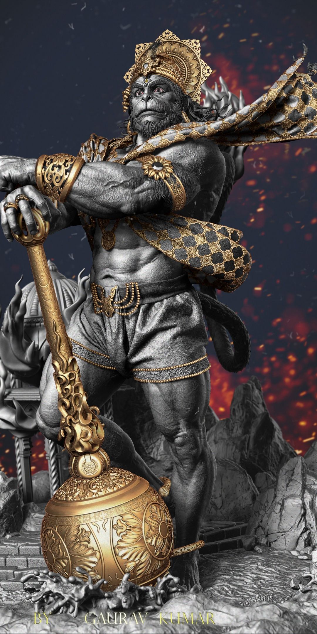 1080x2160 Lord Hanuman Wallpaper 4K, Digital Art, 5K, Anjaneya