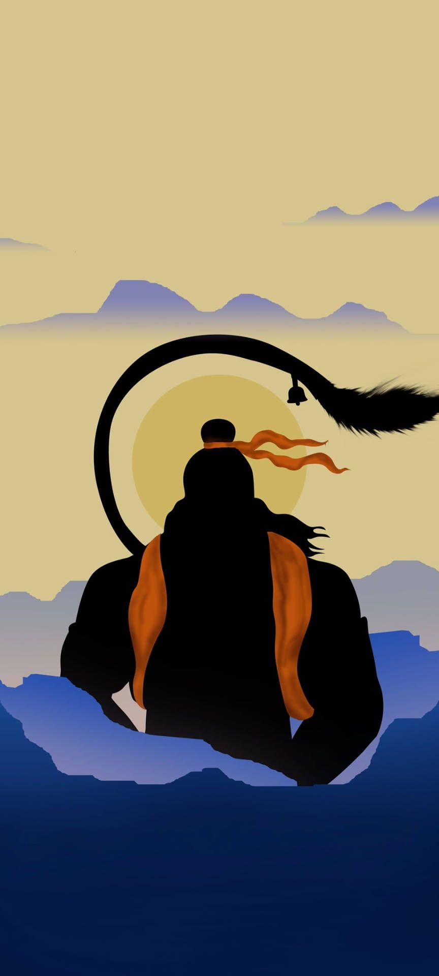 864x1920 Download Hindu God Hanuman Minimalist Aesthetic Wallpaper