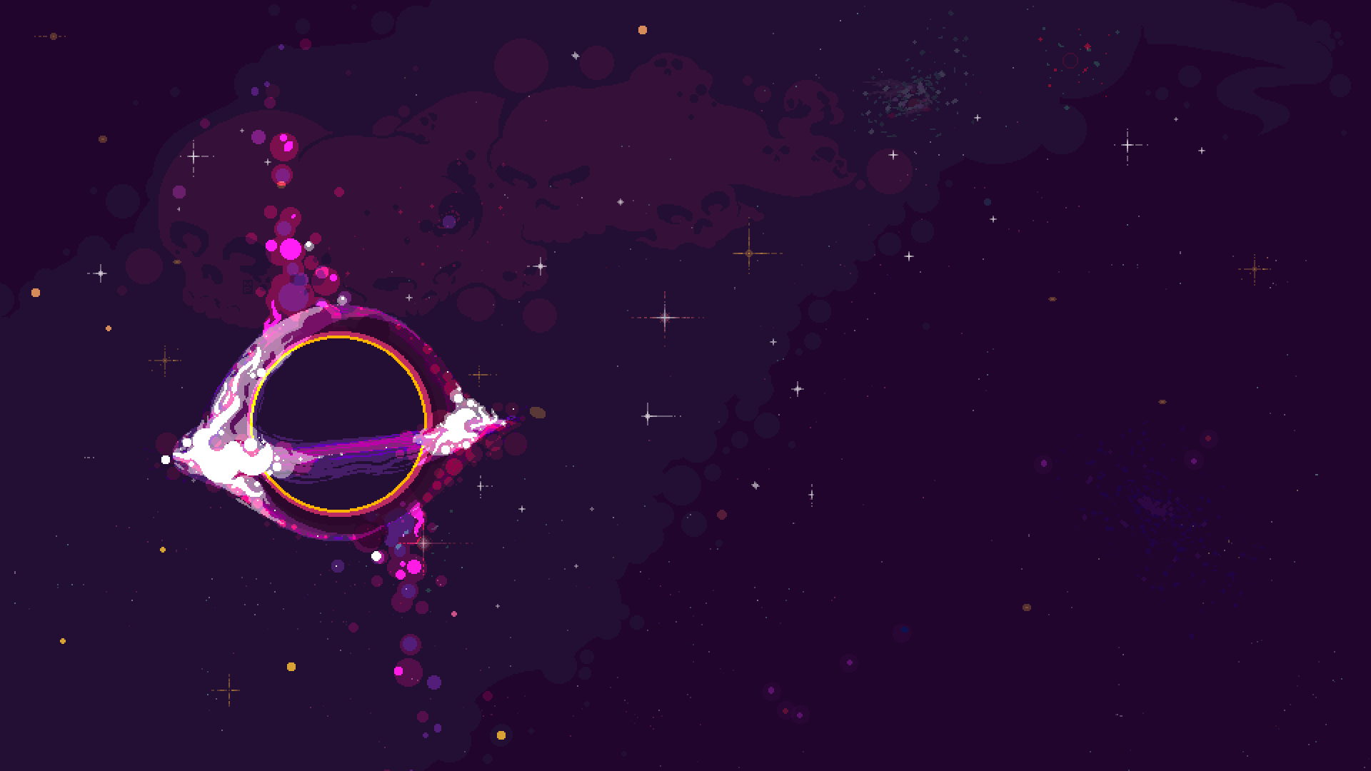 1920x1080 Galactic Portal: HD Pixel Art Wallpaper