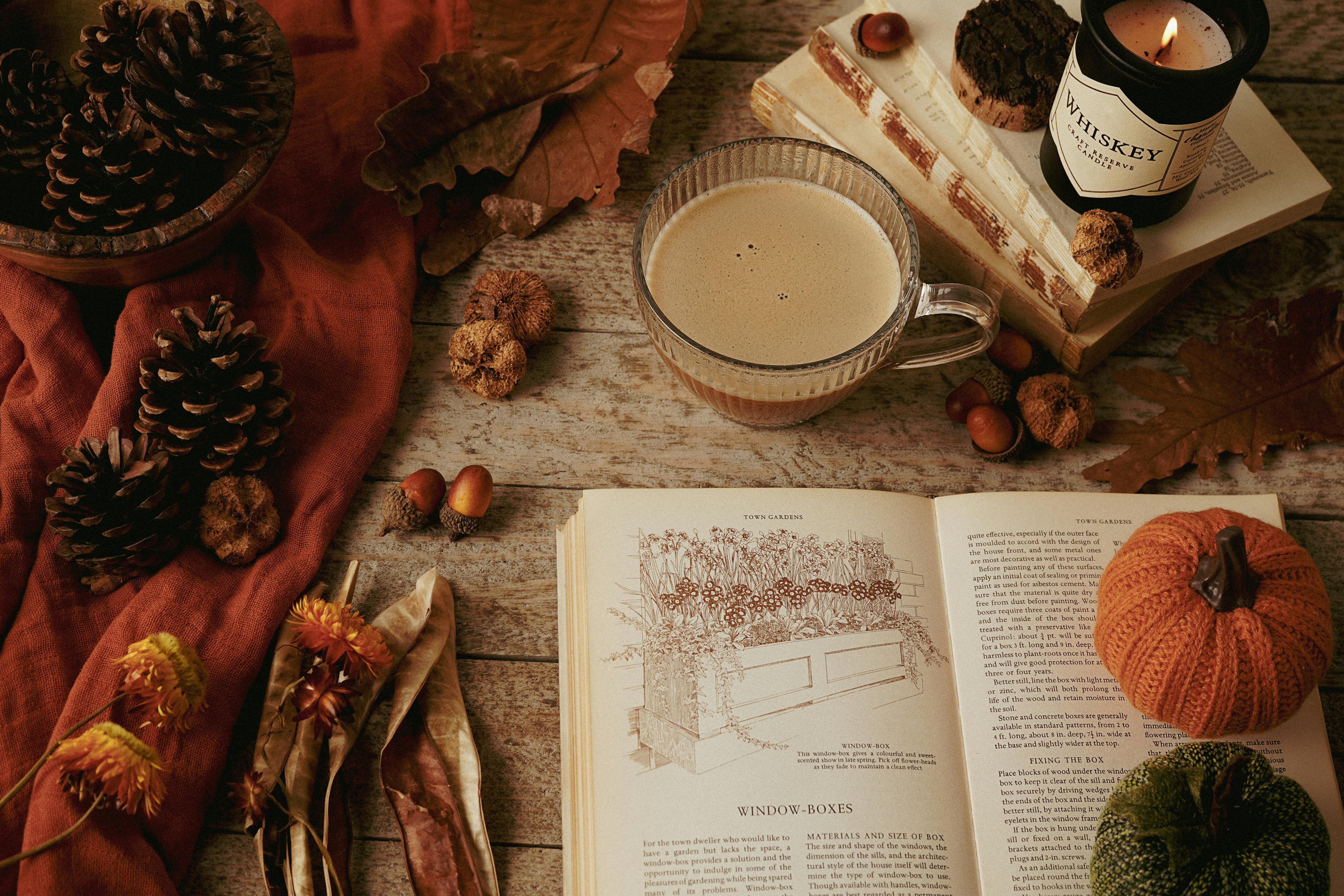 6000x4000 Cozy Autumn Still Life with Coffee and Books · Free