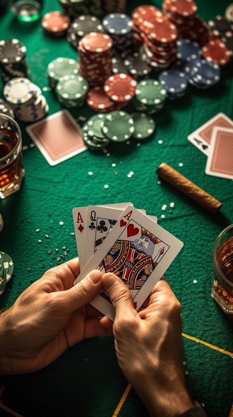 816x1456 Free Poker Hand Display Image, Gambling, Casino