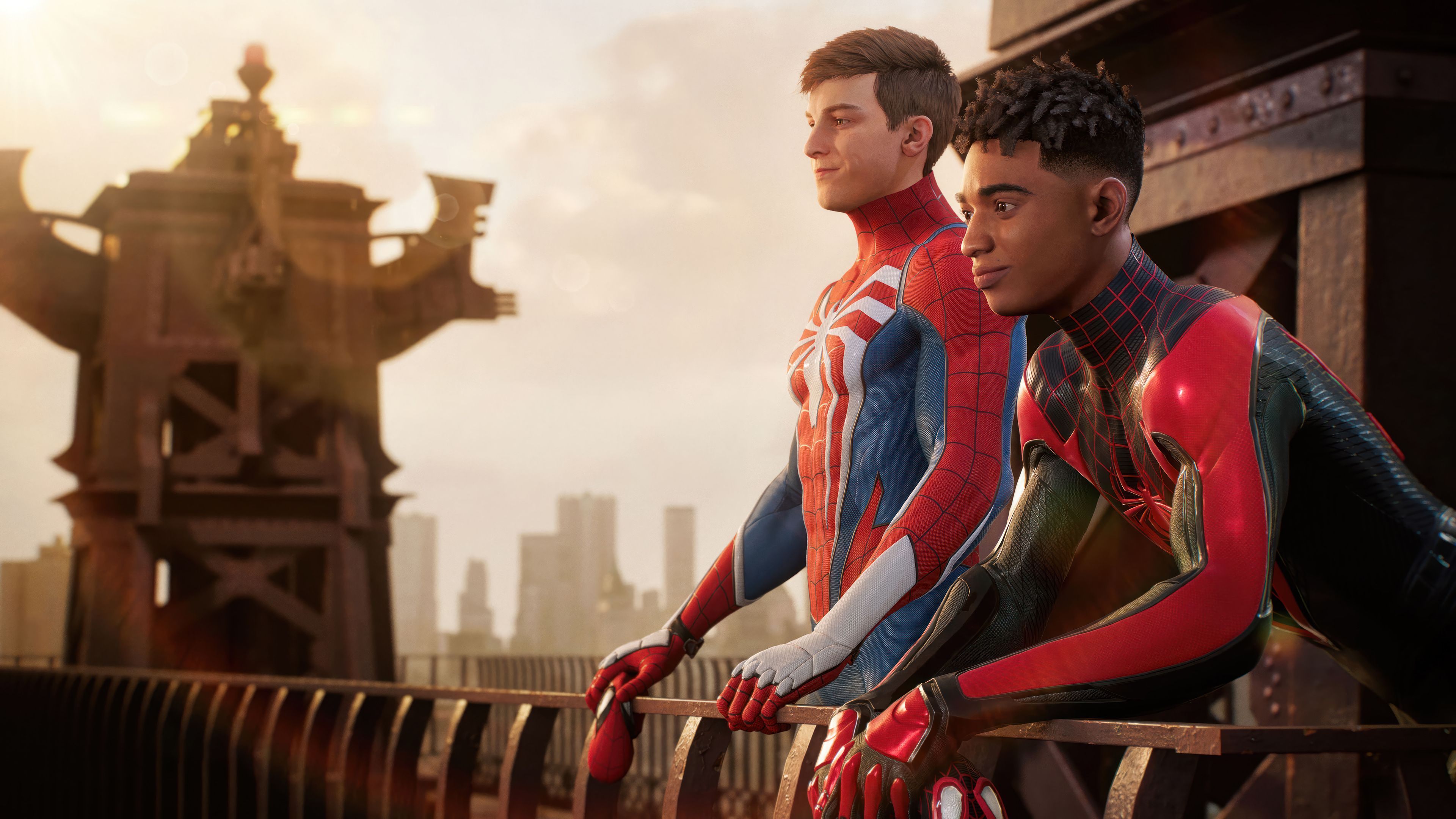 3840x2160 Miles Morales Peter Parker Marvel's Spider Man 2 Wallpaper 4K HD PC M