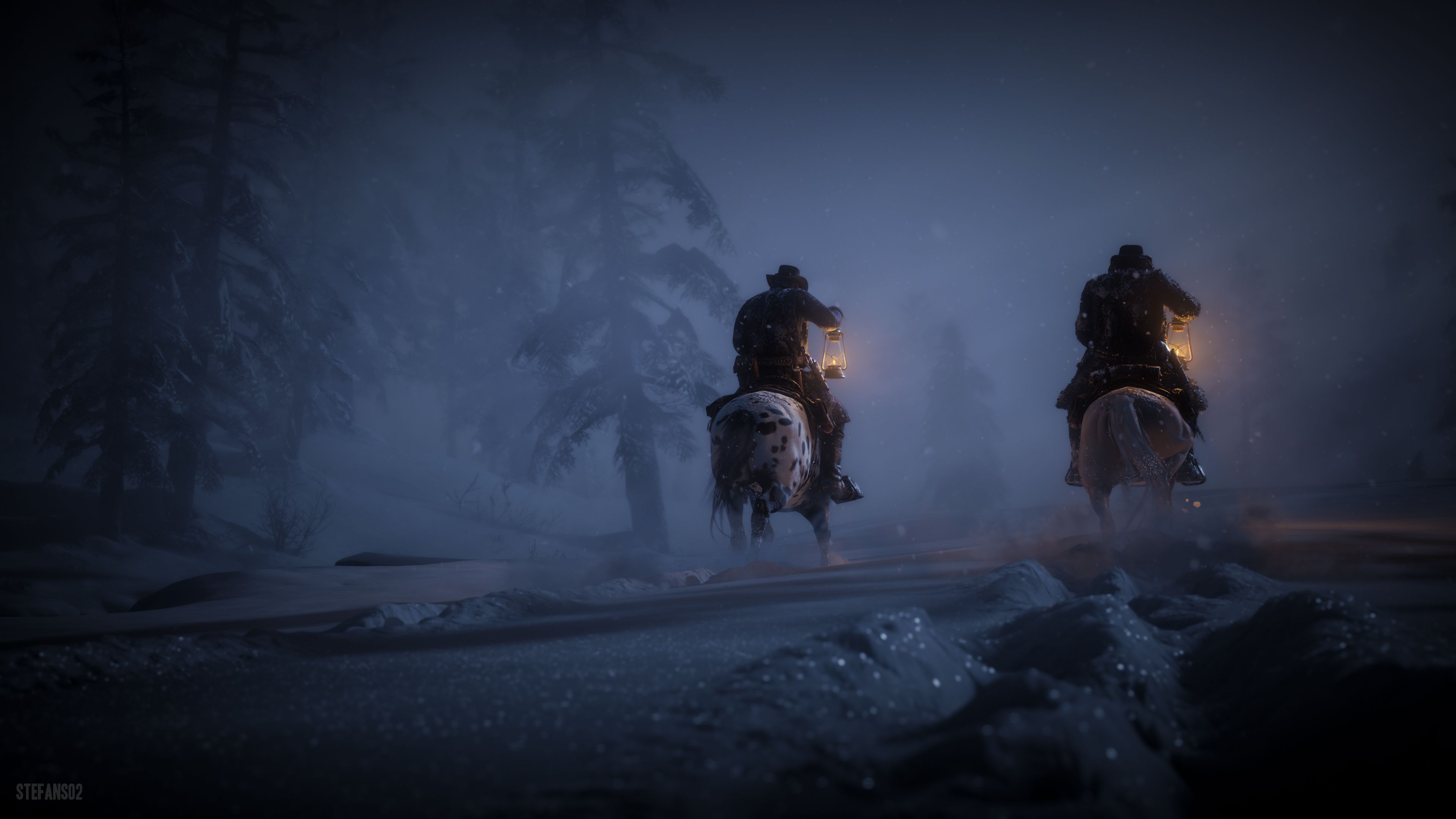 3840x2160 Red Dead Redemption 2: Epic 4K Night Riders Wallpaper