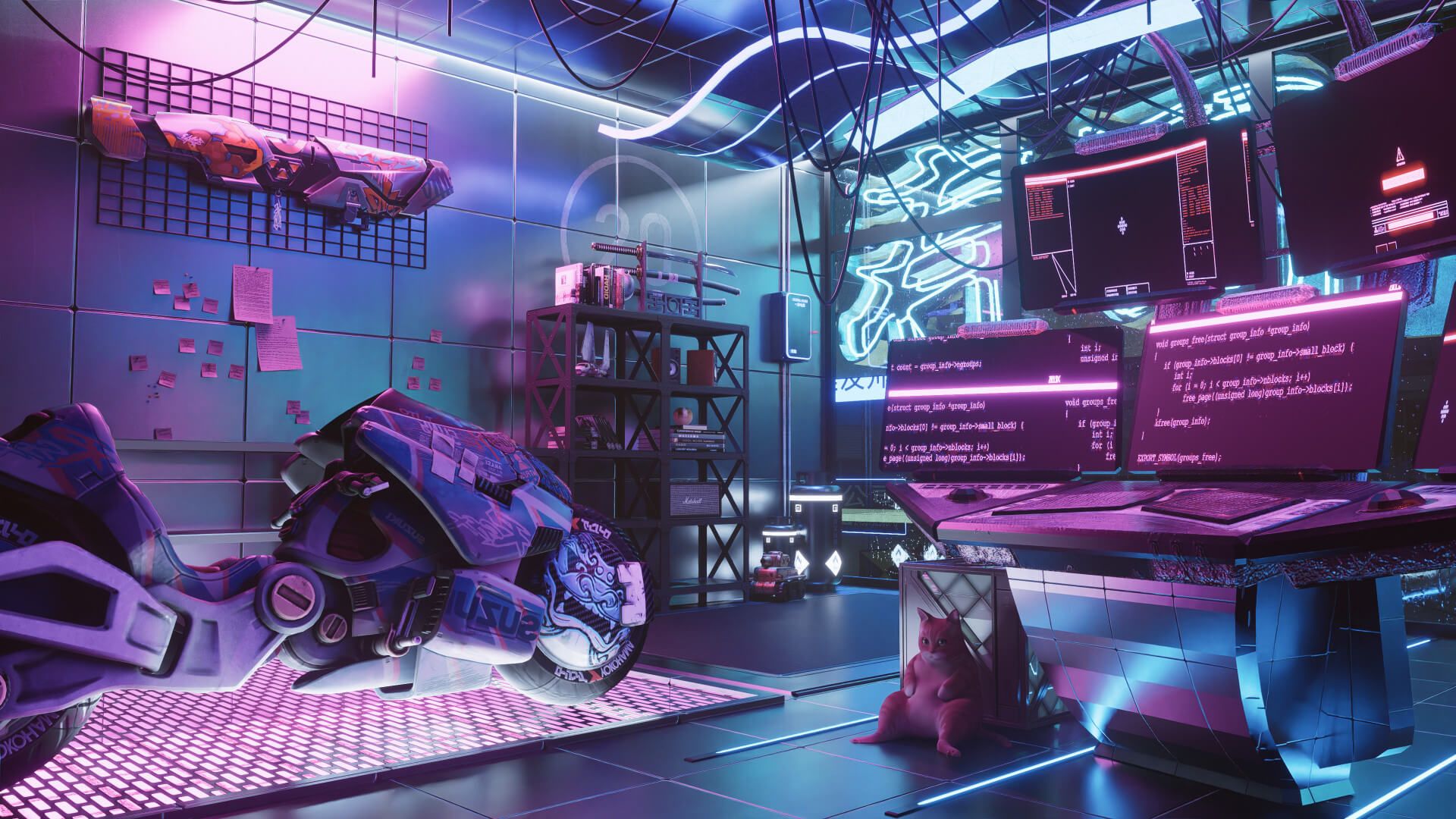 1920x1080 Cyberpunk Room