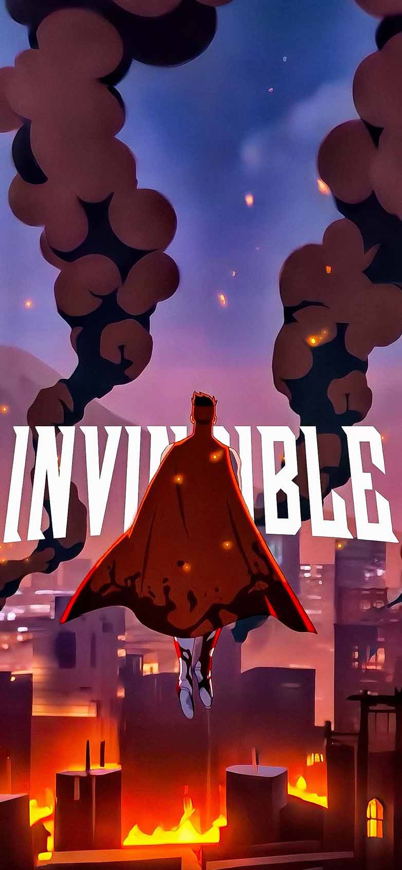 782x1692 Invincible Omni Man Burning City Wallpaper