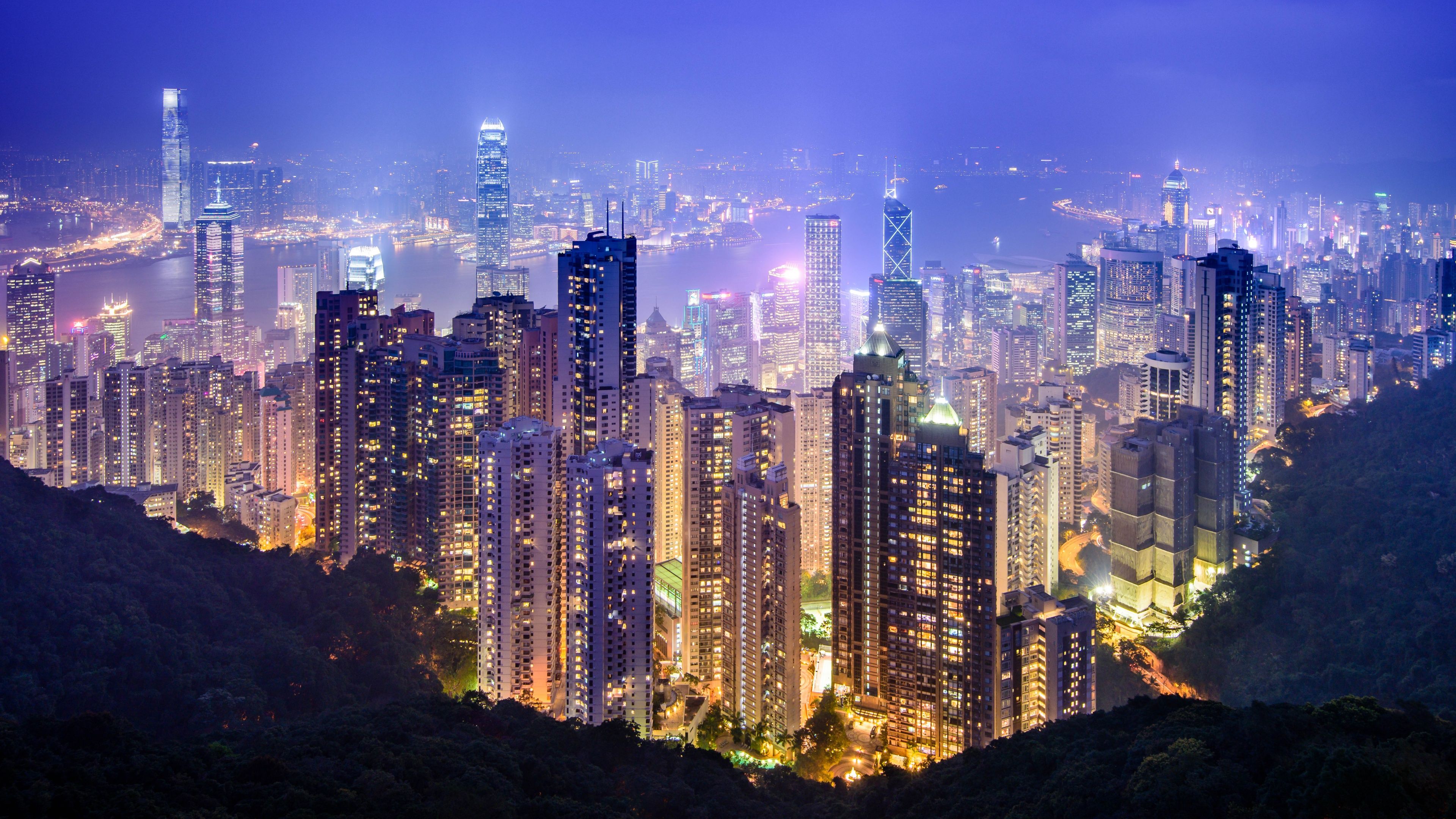 3840x2160 Victoria Peak Wallpaper 4K, Hong Kong City, Cityscape