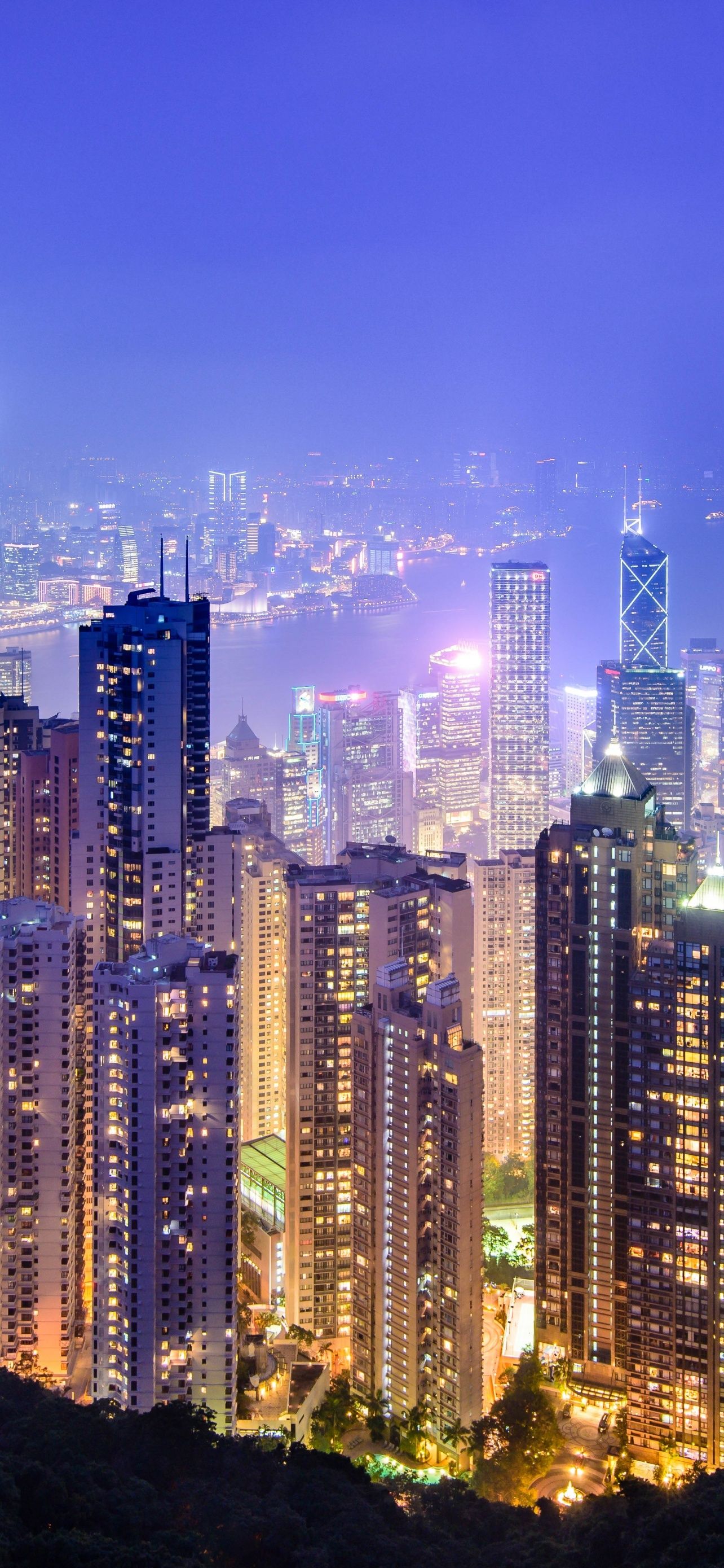 1284x2778 Victoria Peak Hong Kong City Cityscape Night Time City