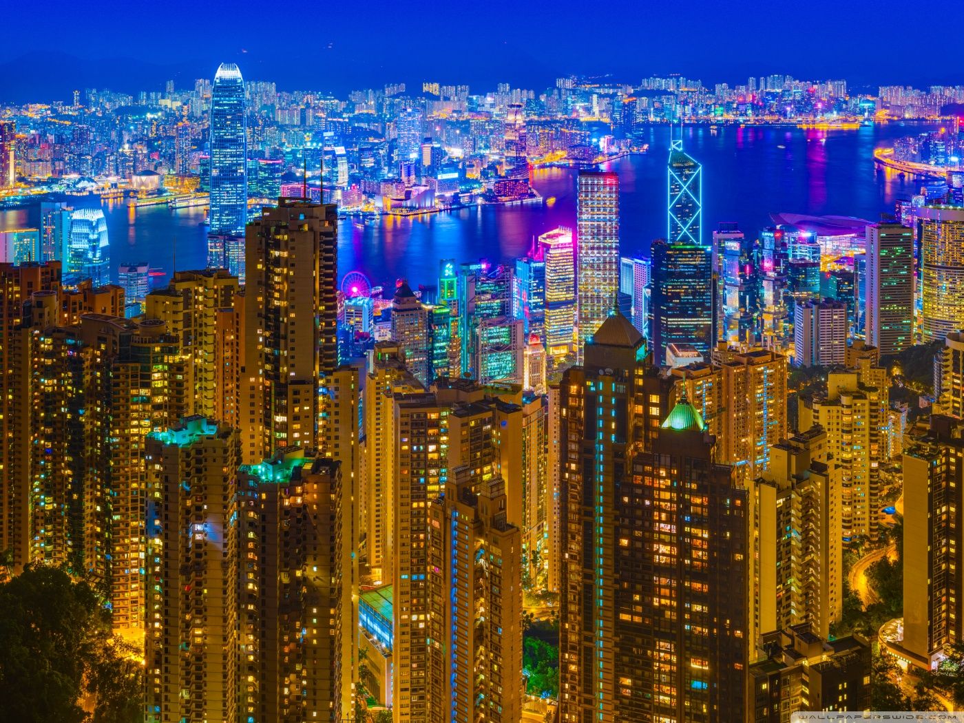1400x1050 Hong Kong Night Panorama from Victoria Peak 4K UHD Wallpaper for UltraHD Desktop and TV : Widescreen and UltraWide Display : Dual and Triple Monitor