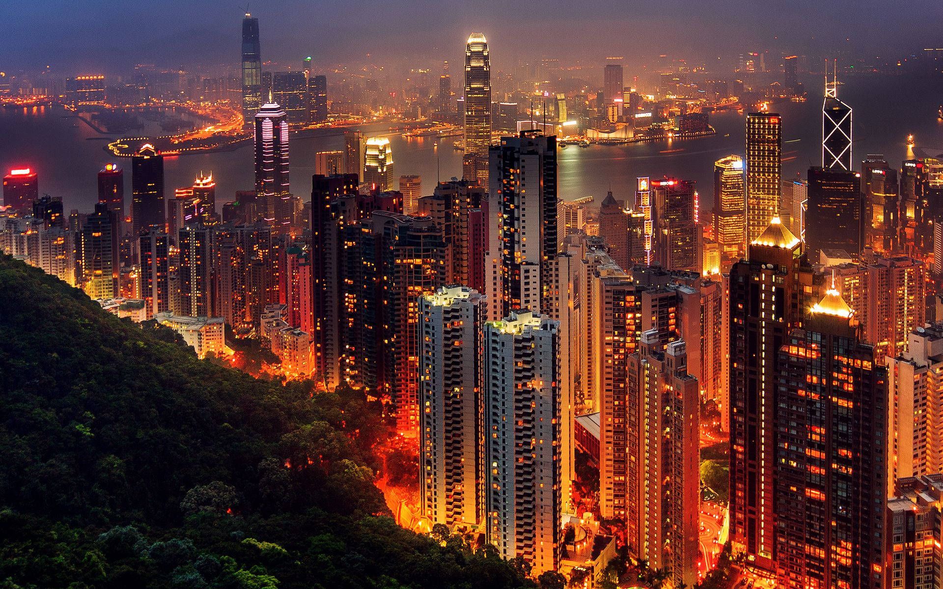 1920x1200 Download Victoria Peak Night UHD Wallpaper
