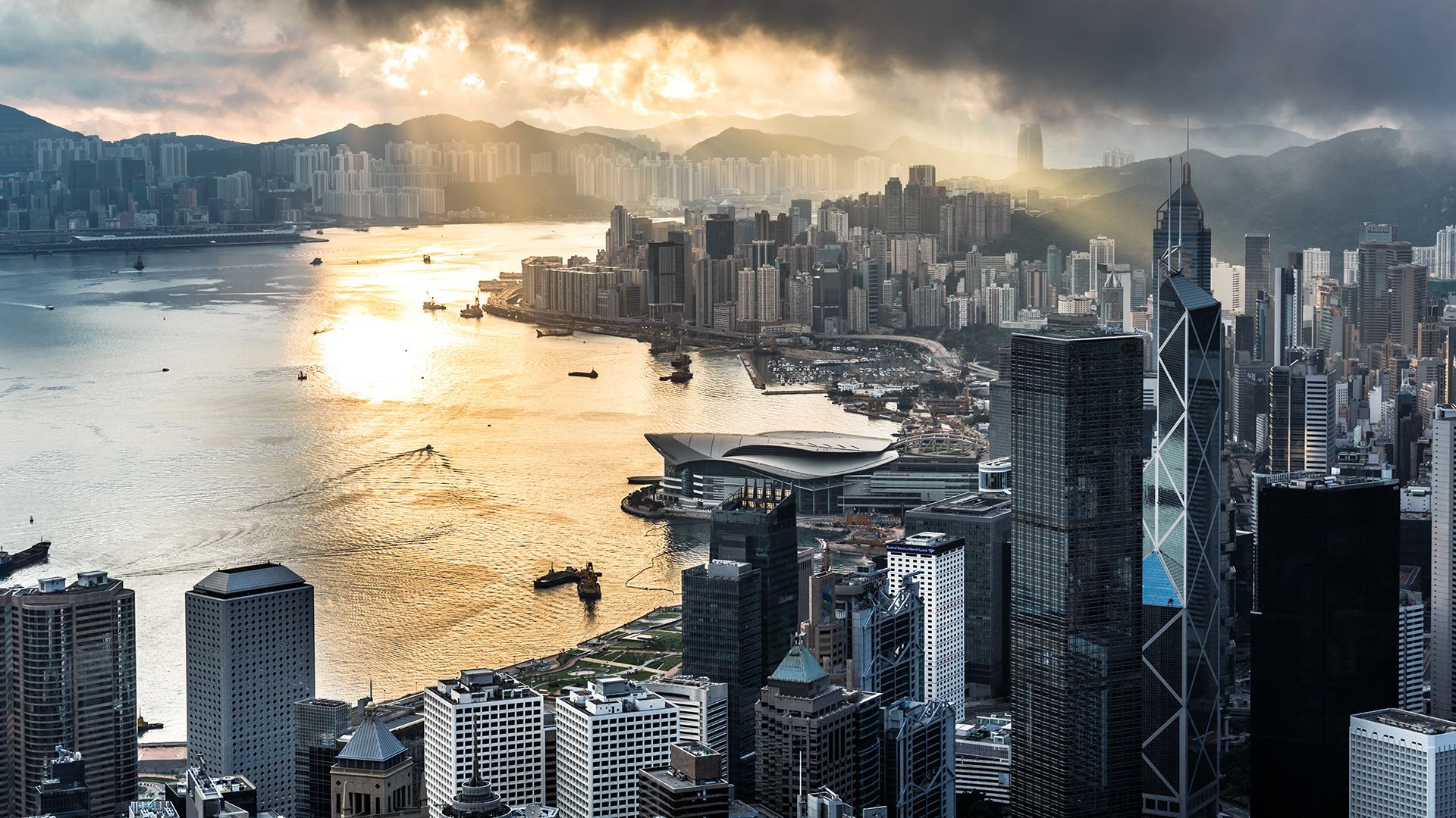 1920x1080 Morning in Hong Kong from Victoria peak, China. Windows Spotlight Image