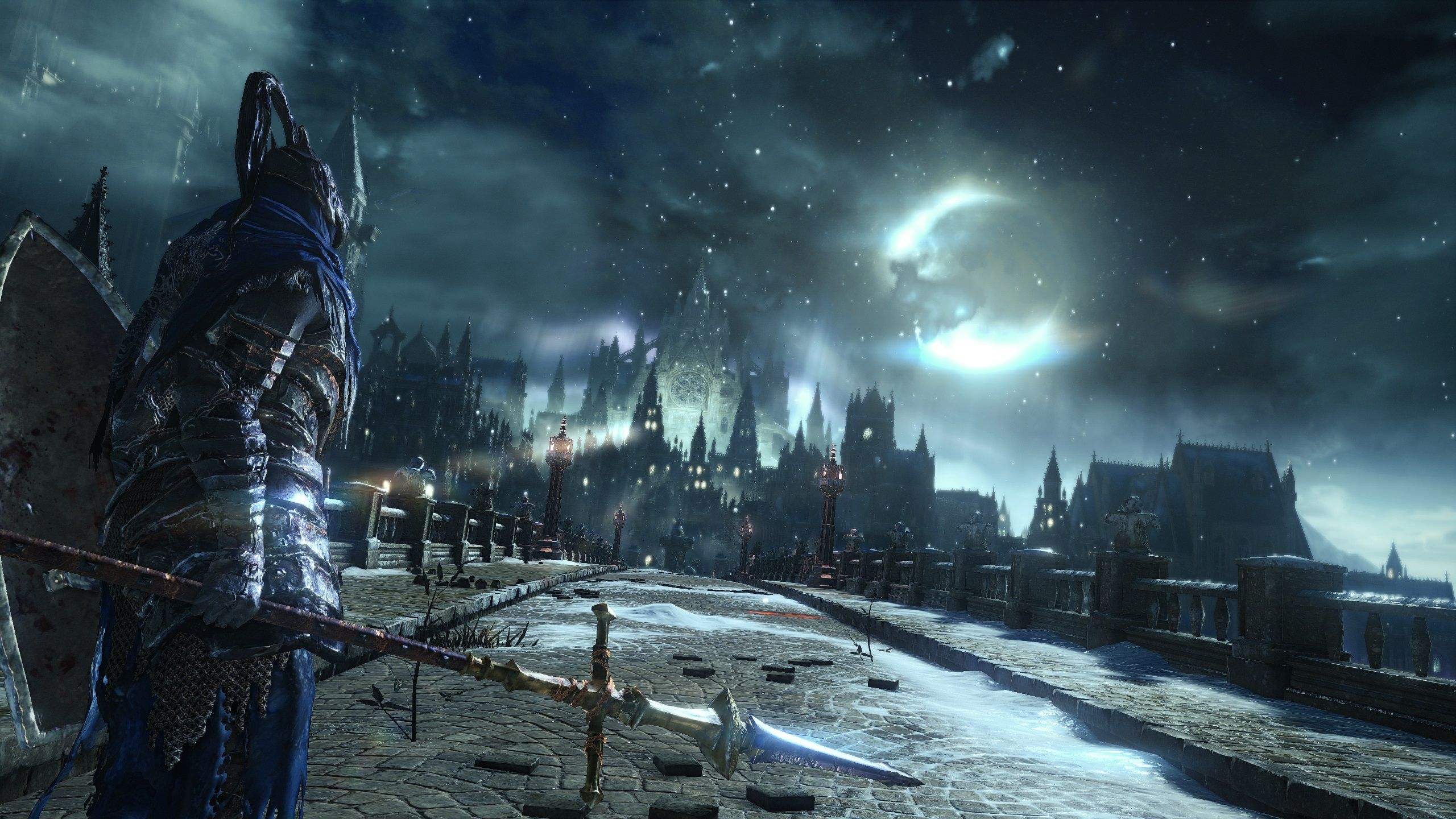 2560x1440 Dark Souls III Epic HD Wallpaper: Nightfall Over The Battle Scarred Keepx1440