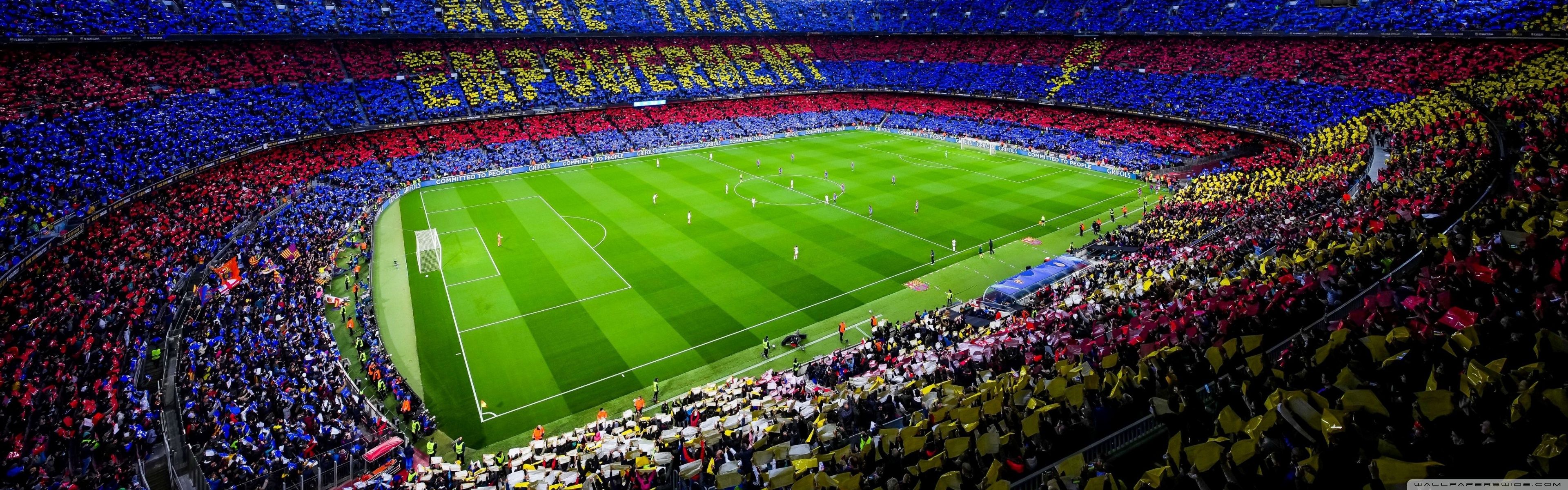 3840x1200 Camp Nou Stadium, Barcelona 4K UHD Wallpaper for UltraHD Desktop and TV : Widescreen and UltraWide Display : Dual Monitor