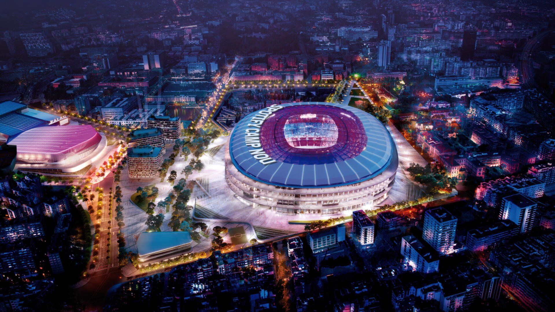 1920x1080 Camp Nou Cityscape: Stunning 4K Ultra HD Wallpaper of Barcelonax2880