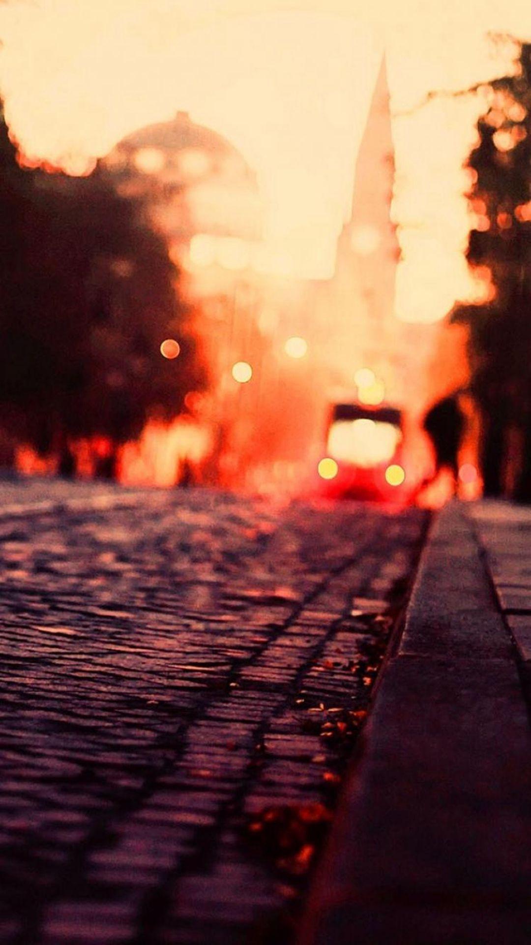 1080x1920 Nature Retro Vintage Blurry Night Street iPhone 8 Wallpaper Free Download