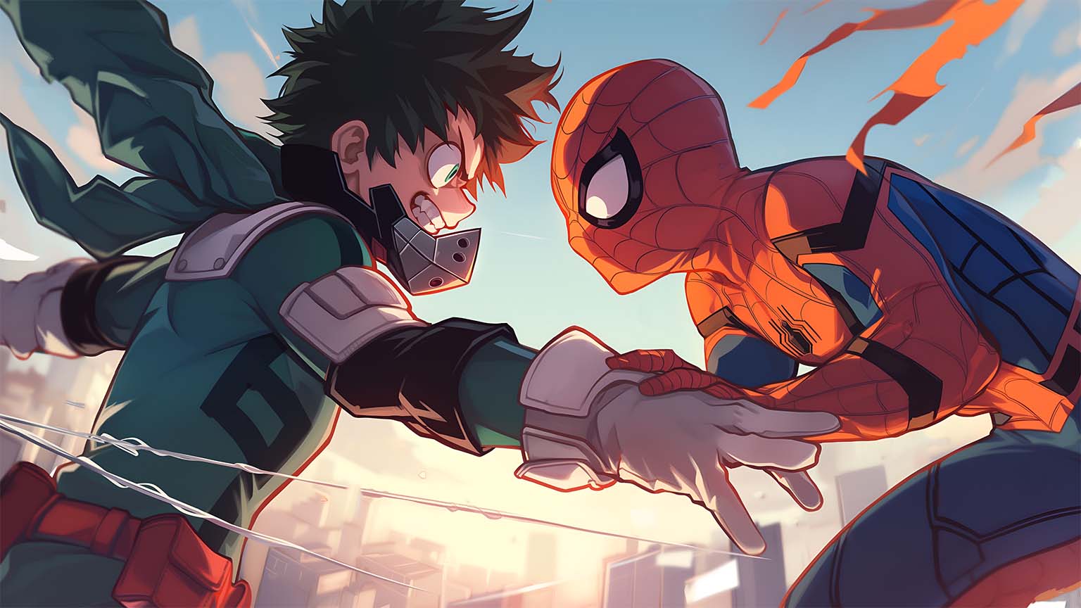 1536x864 Deku Vs Spider Man Anime & Marvel Desktop Wallpaper 4K & HD