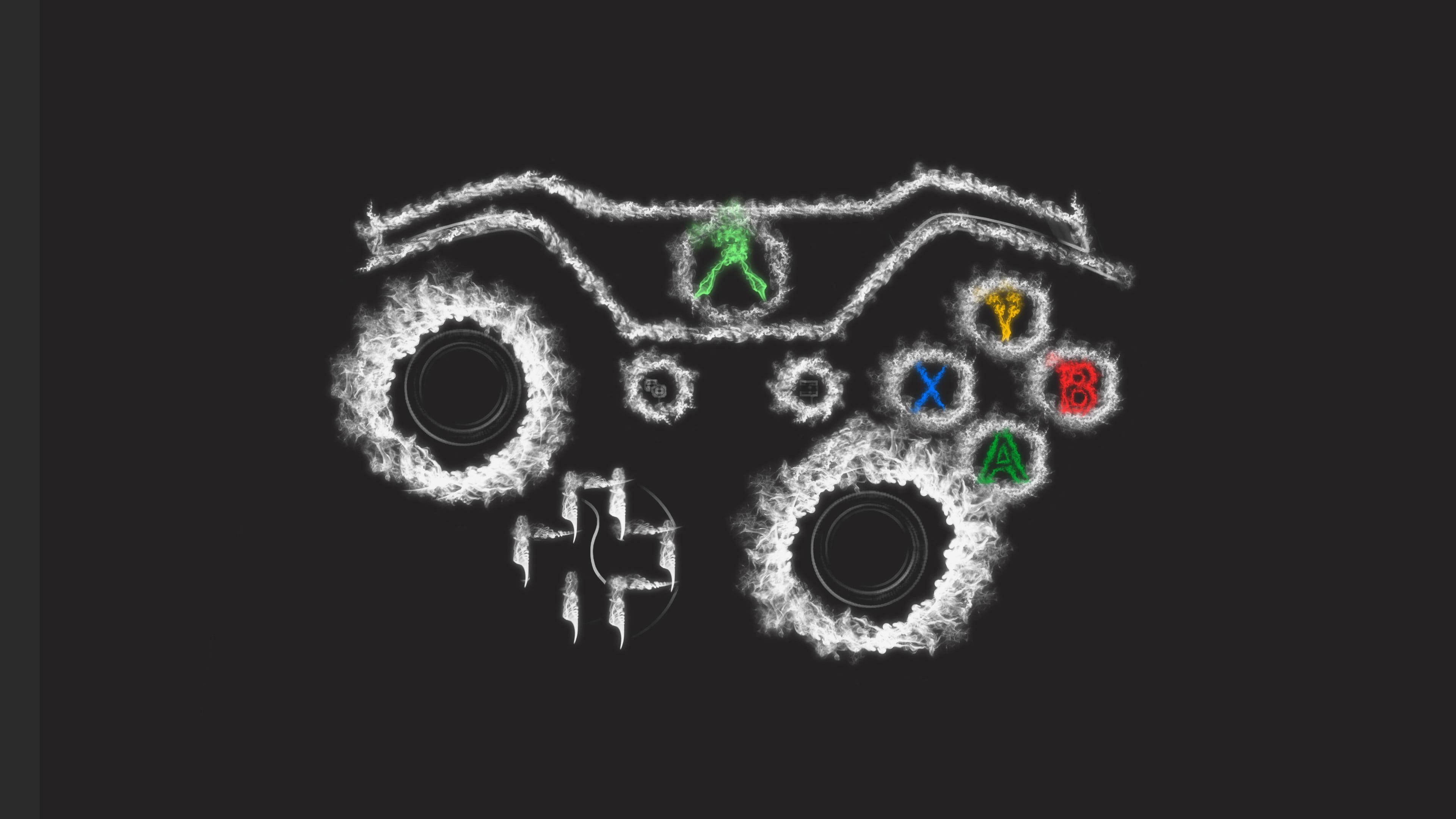 3840x2160 White and multicolored Xbox 360 controller illustration, Xbox