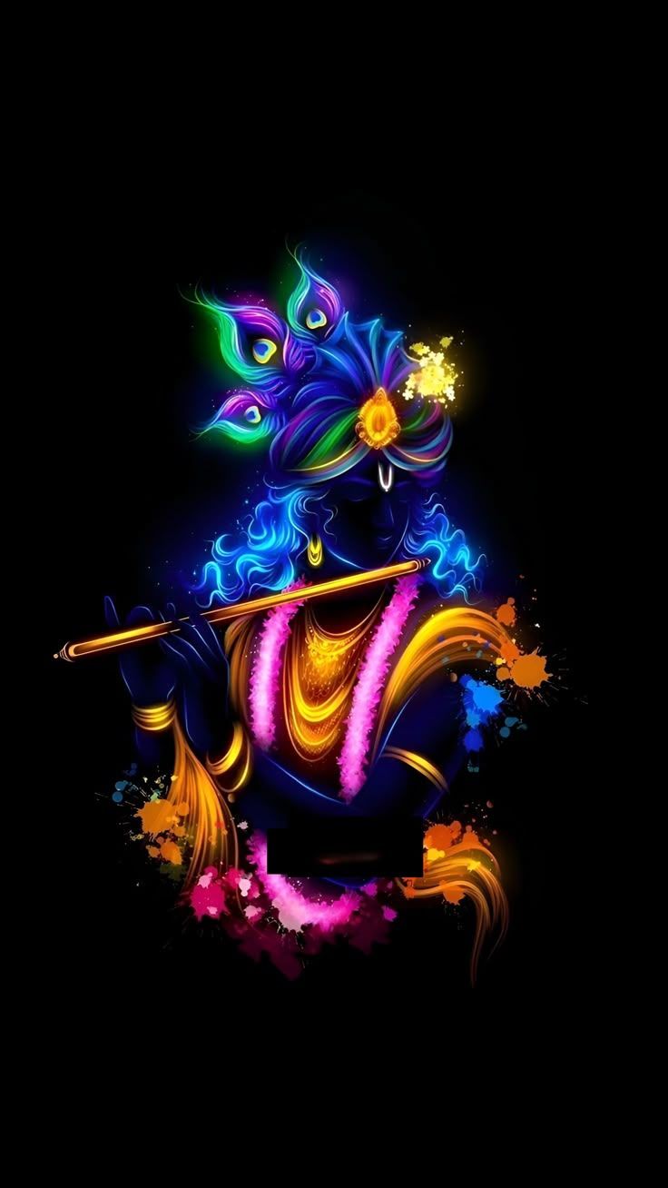 736x1308 neon light with Krishna