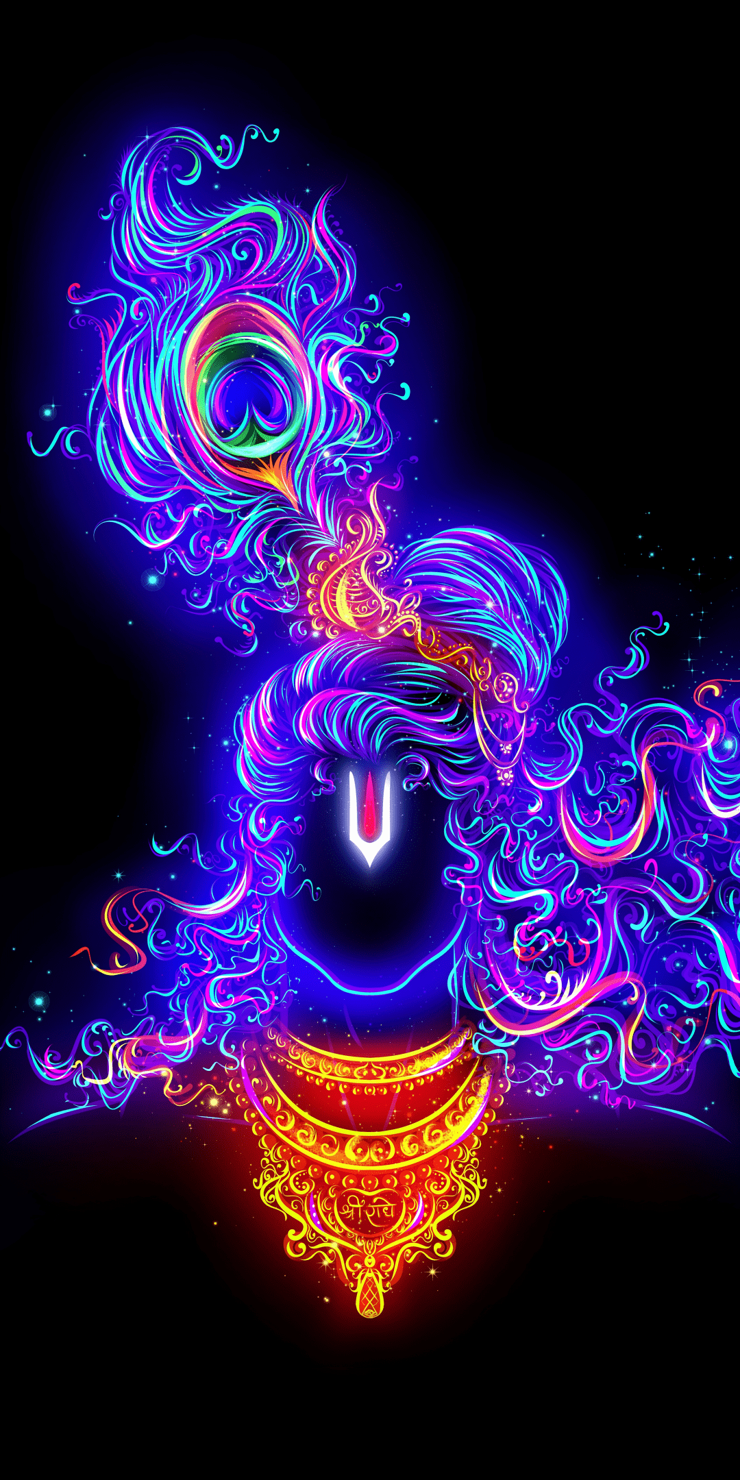 1080x2160 Lord Krishna Wallpaper 4K, Digital Art, Glowing