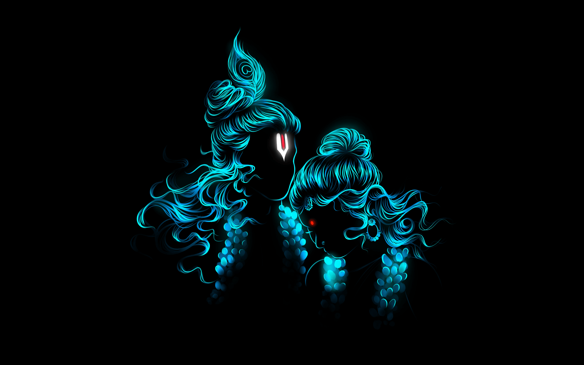 1920x1200 Radha Krishna Wallpaper 4K, Digital Art, Glowing, Hindu God