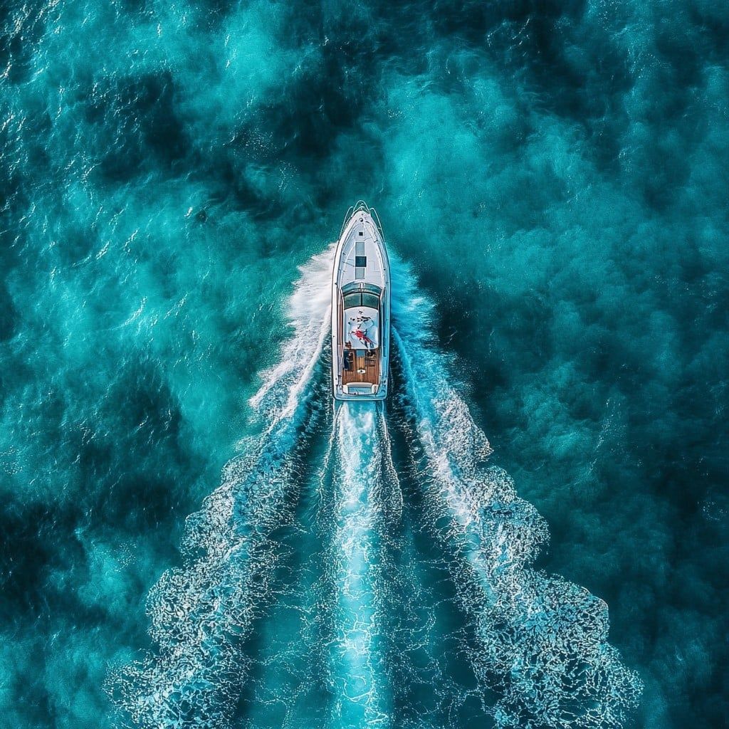 1024x1024 Free Speeding Boat Aerial Image, Water, Speed