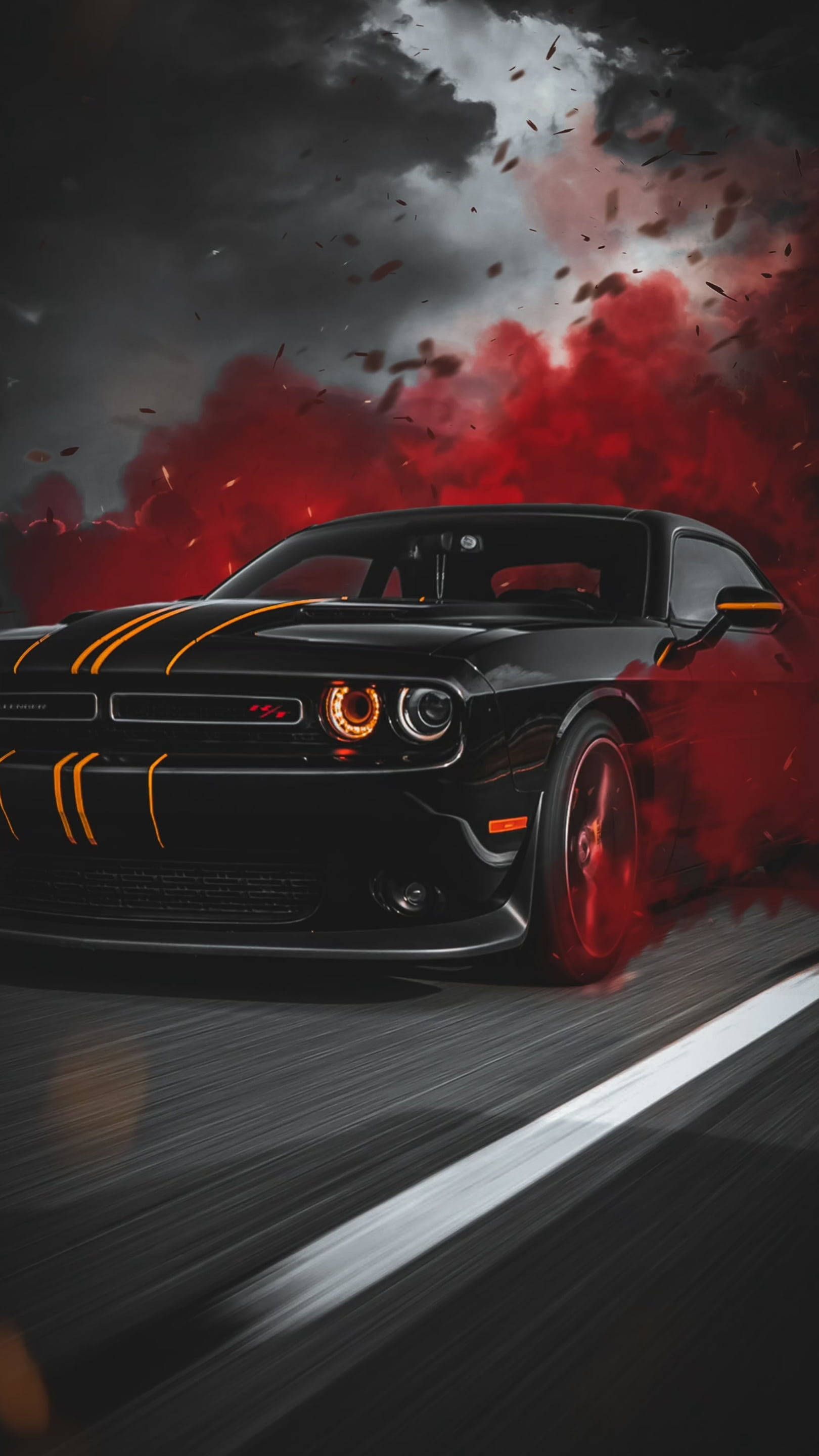 1620x2880 Download Black Car With Red Mist Speed iPhone Wallpaper