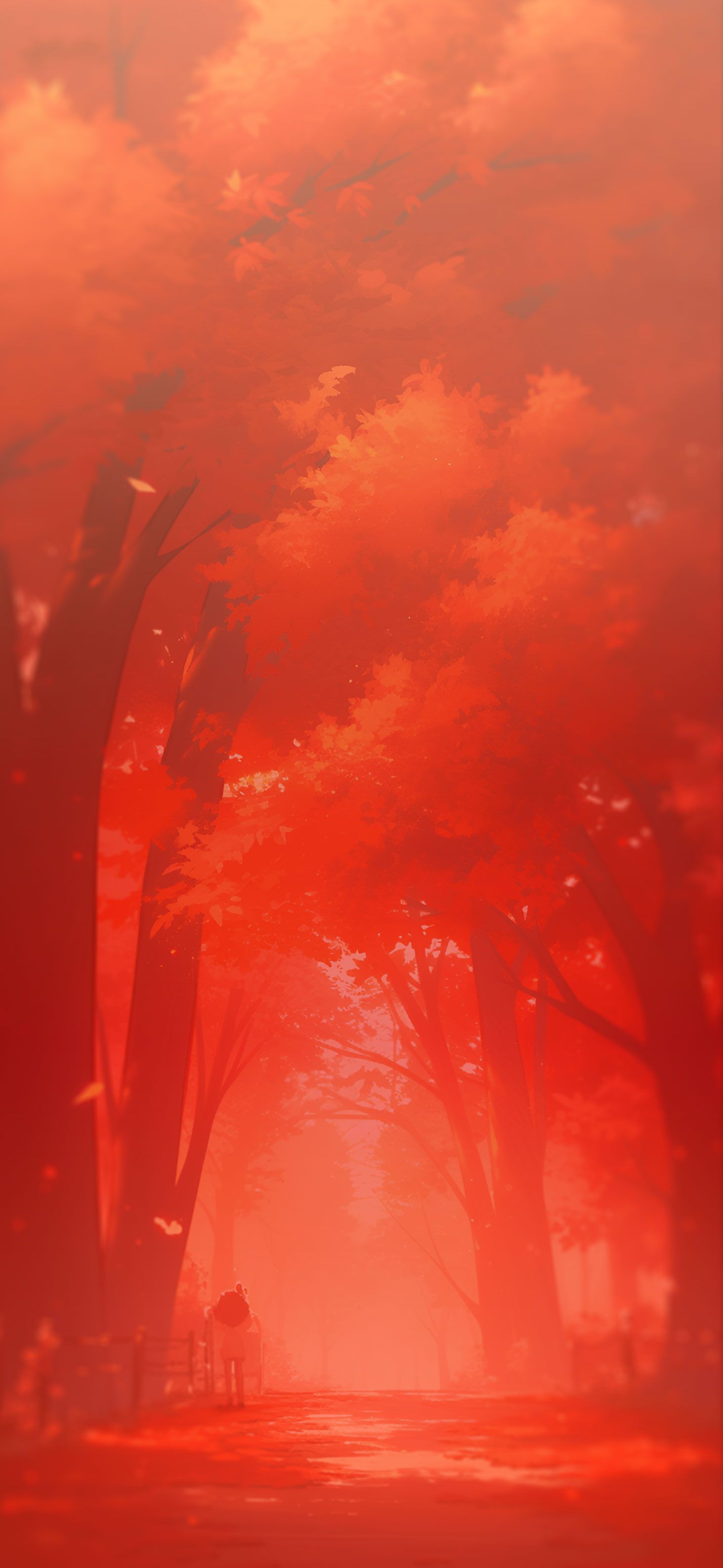 1463x3171 Aesthetic Red Autumn Forest Wallpaper Fall Wallpaper iPhone