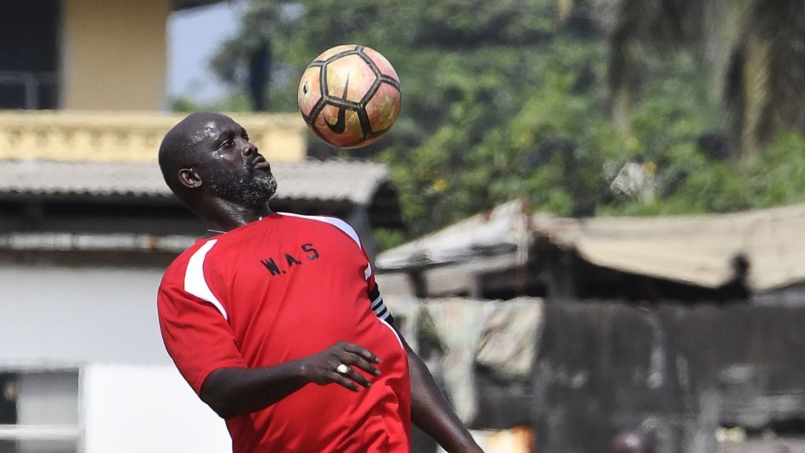 1600x900 George Weah plays for Liberia against Nigeria, aged 51