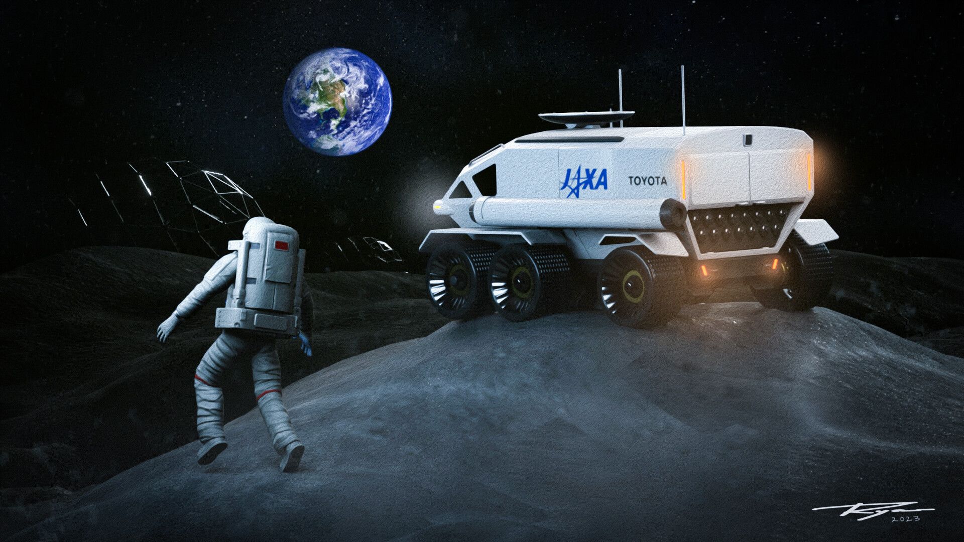 1920x1080 Jaxa Toyota Rover Inspired 3D Render