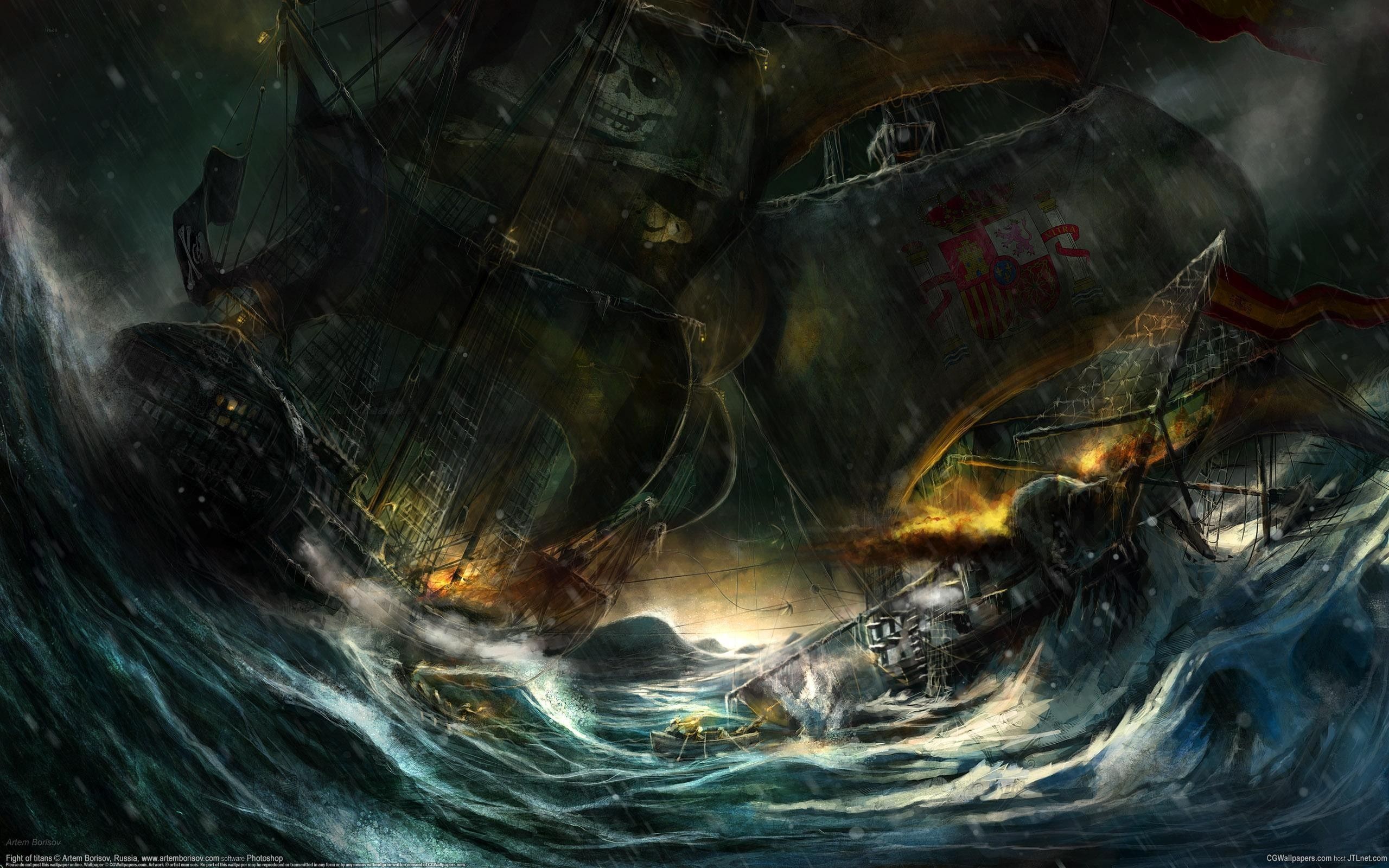 2560x1600 rain, Waves, Storm, Ships, Pirates, Battles, Artwork Wallpaper HD / Desktop and Mobile Background
