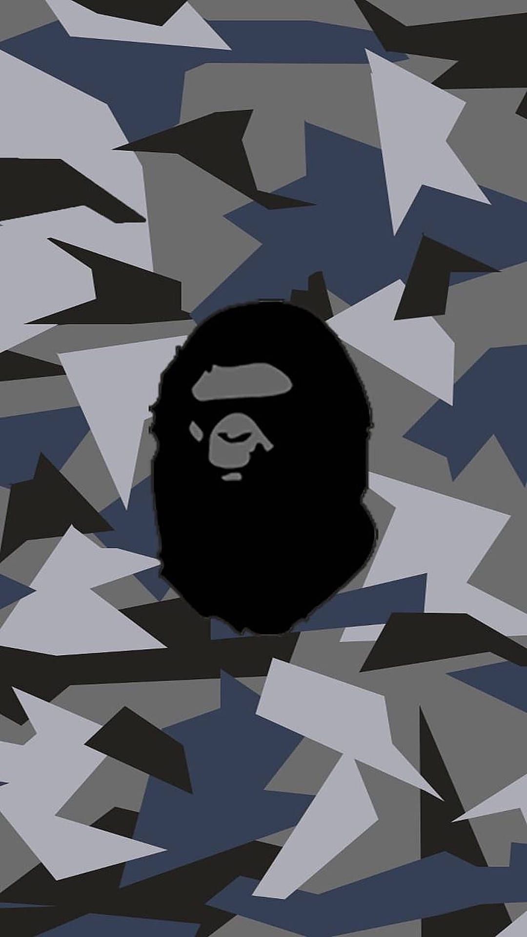 1080x1920 Download Blue Gray Abstract BAPE Logo Wallpaper