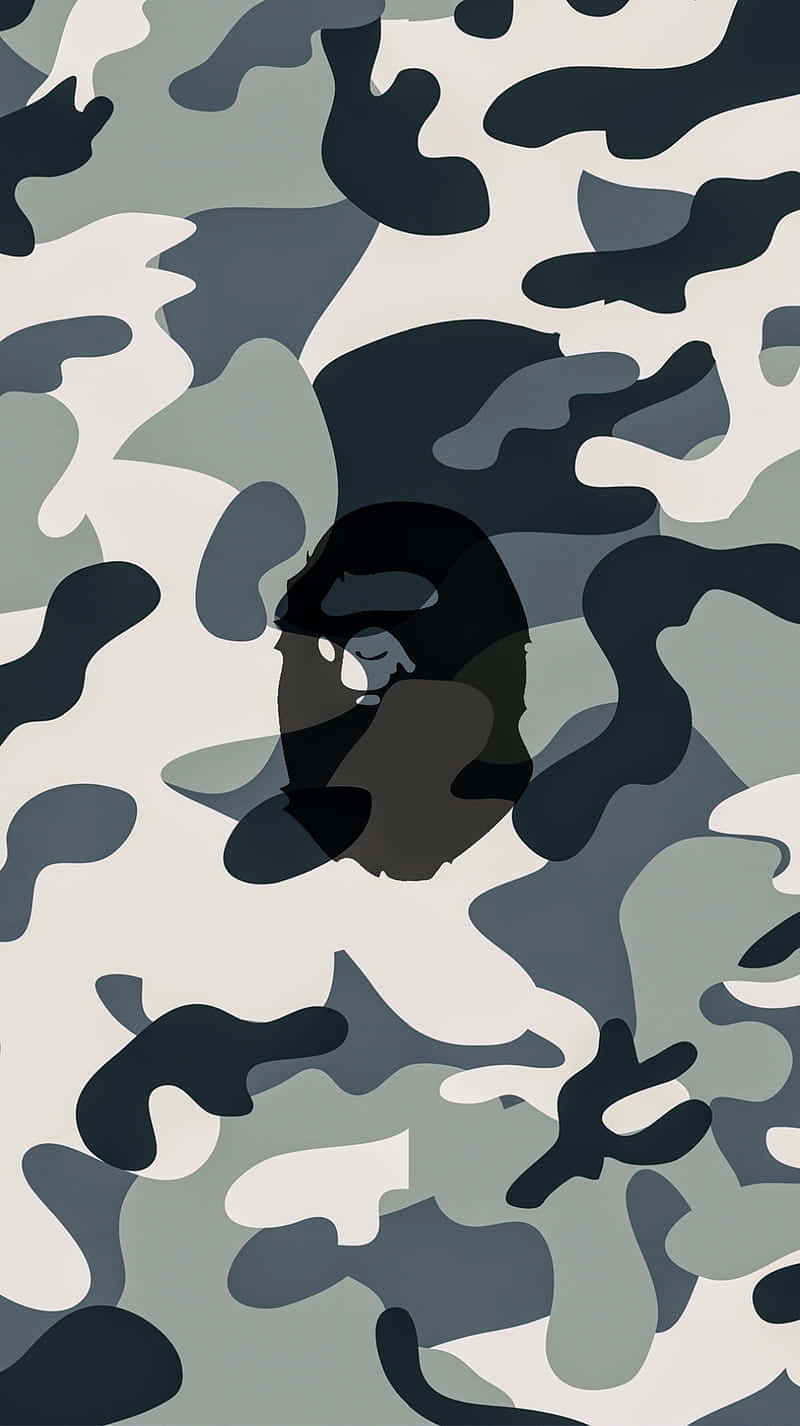 800x1426 Download A Black And Gray Camouflage Pattern With A Black Circle Wallpaper
