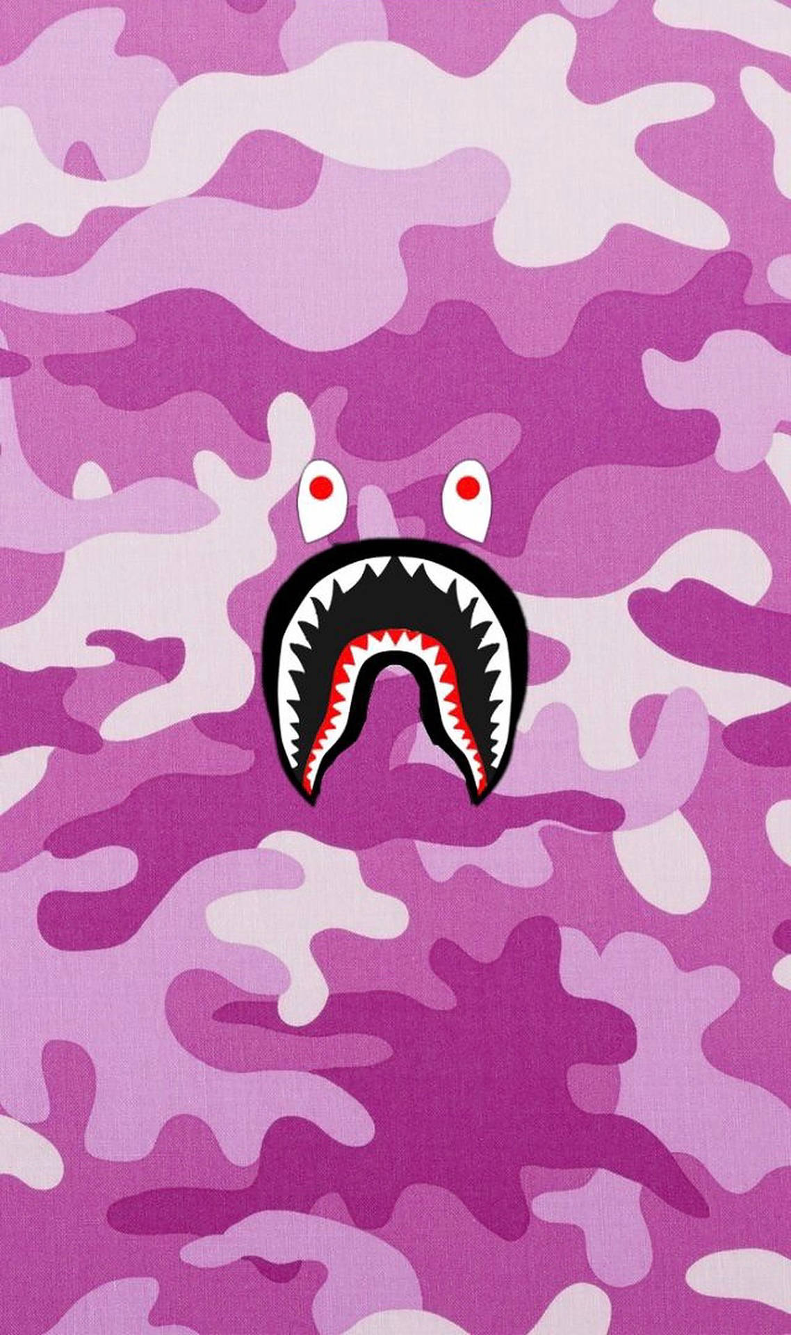 1138x1920 Pink Bape Shark Logo Wallpaper