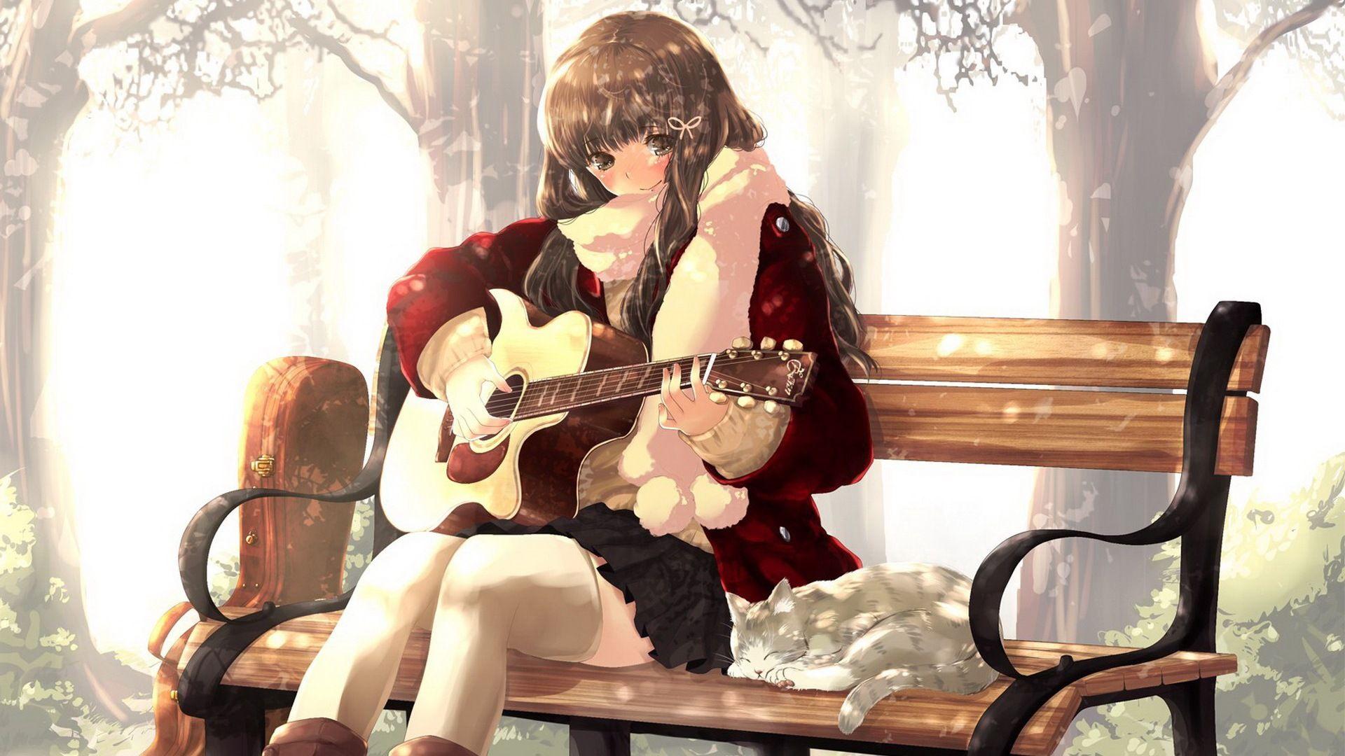1920x1080 Music guitar anime girl HD wallpaper Wallpaper