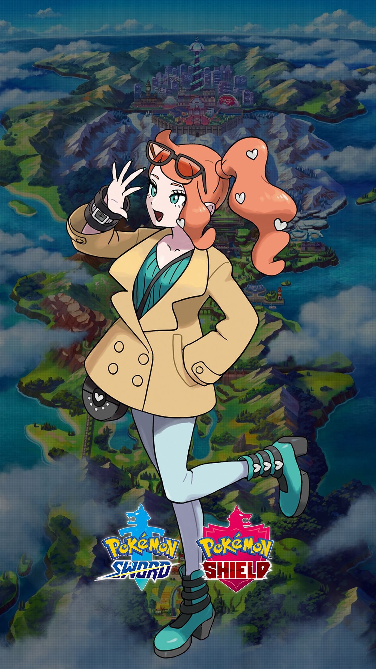 1242x2208 Pokemon Sword and Shield Sonia Wallpaper with Monocle