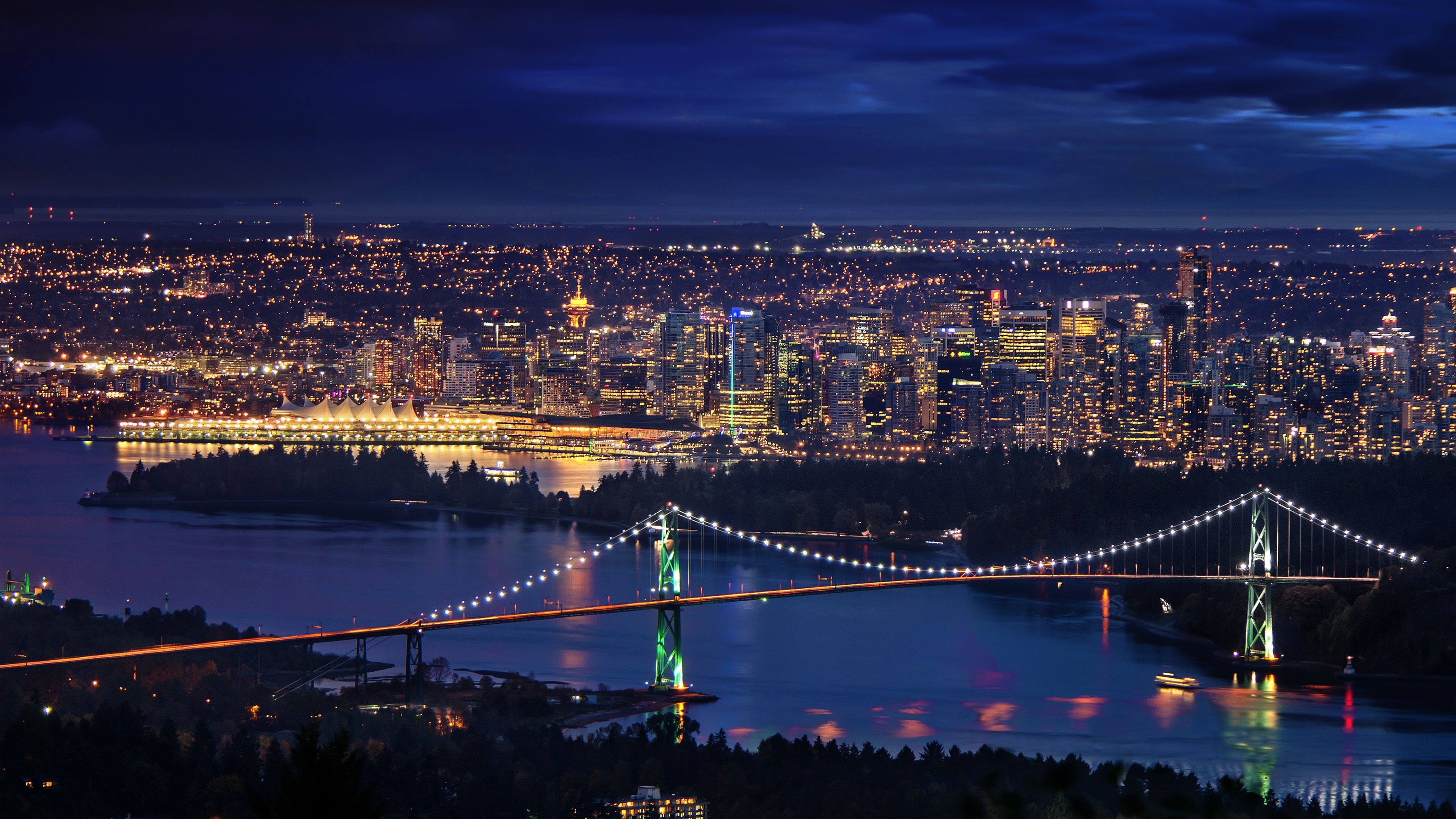 3840x2160 Lions Gate Bridge Wallpaper 4K, Vancouver City, Canada, Cityscape
