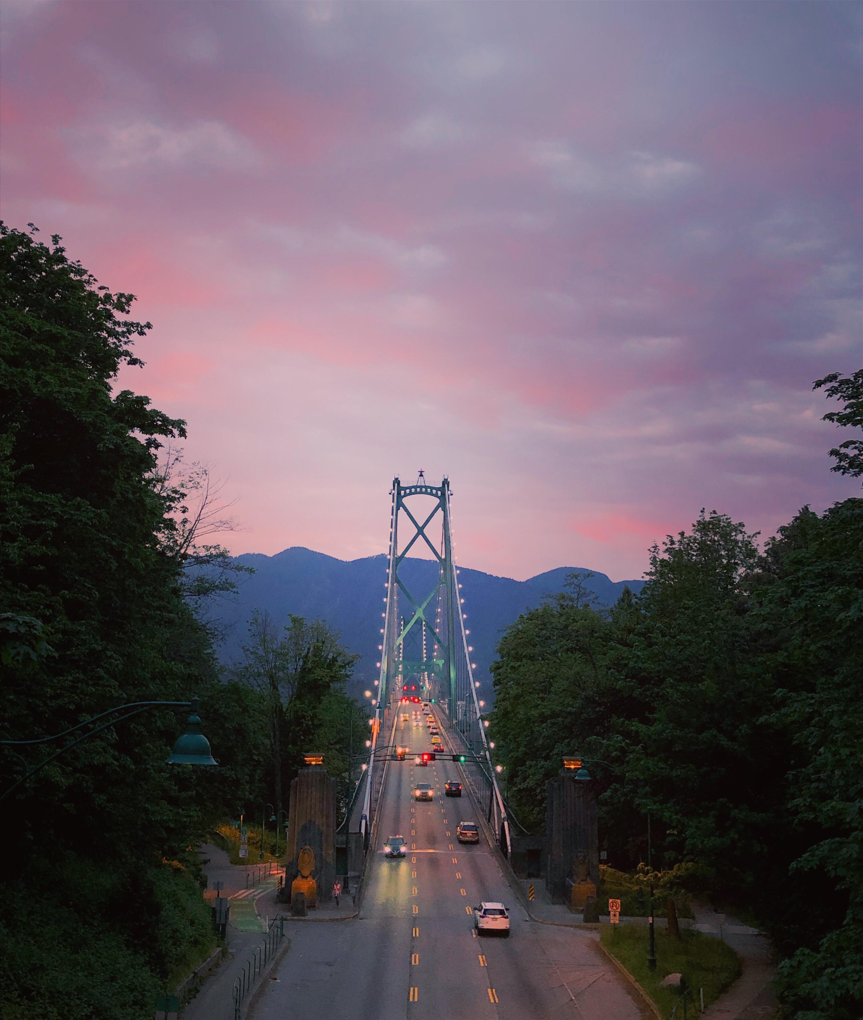 3024x3571 Lions gate bridge at sunset. My favourite spot in Stanley Park. [OC]
