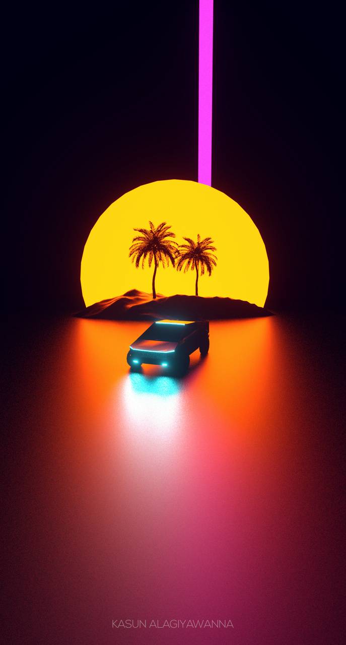 687x1280 Retro Cyber Truck wallpaper