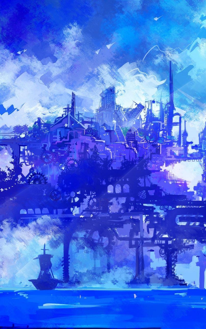 840x1336 Download 840x1336 wallpaper cyber city, anime, cyberpunk, artwork