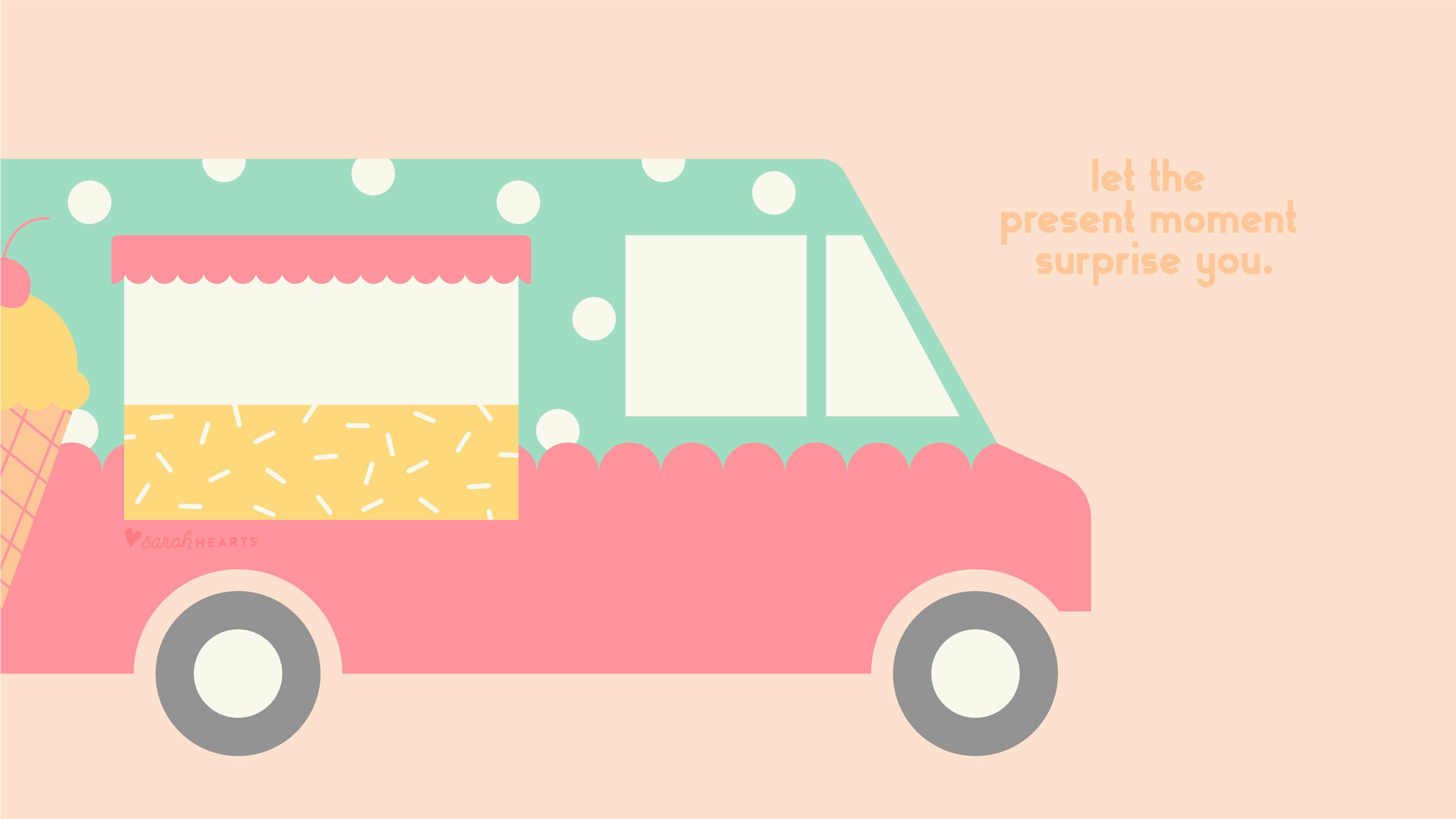 2560x1440 July 2020 Ice Cream Truck Calendar Wallpaper
