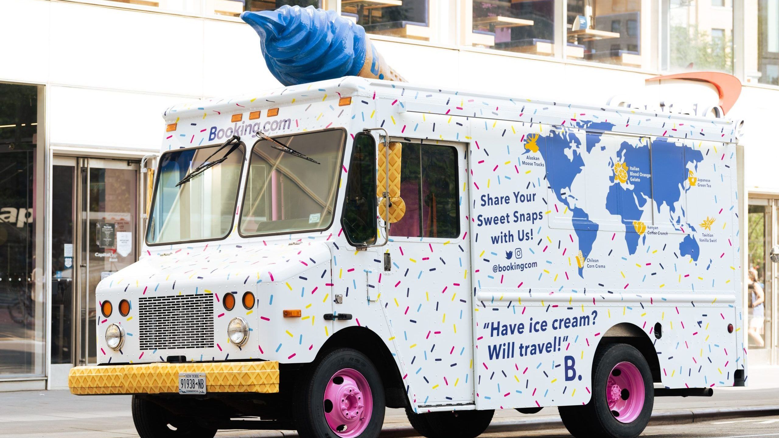 2560x1440 Booking.com National Ice Cream Day Pop Up