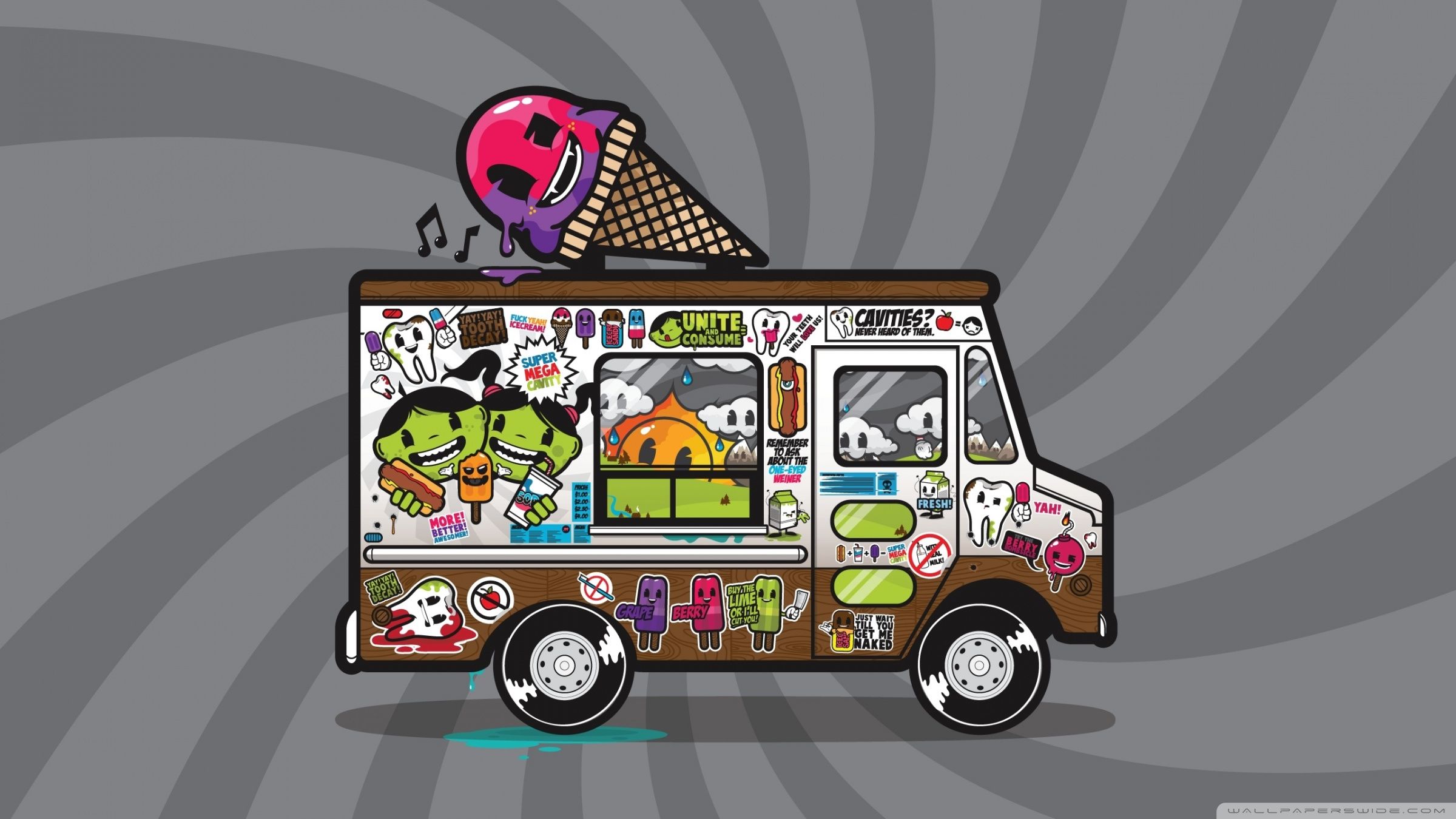 2400x1350 Ice Cream Cartoon 4K UHD Wallpaper for UltraHD Desktop and TV : Smartphone and Tablet Devices