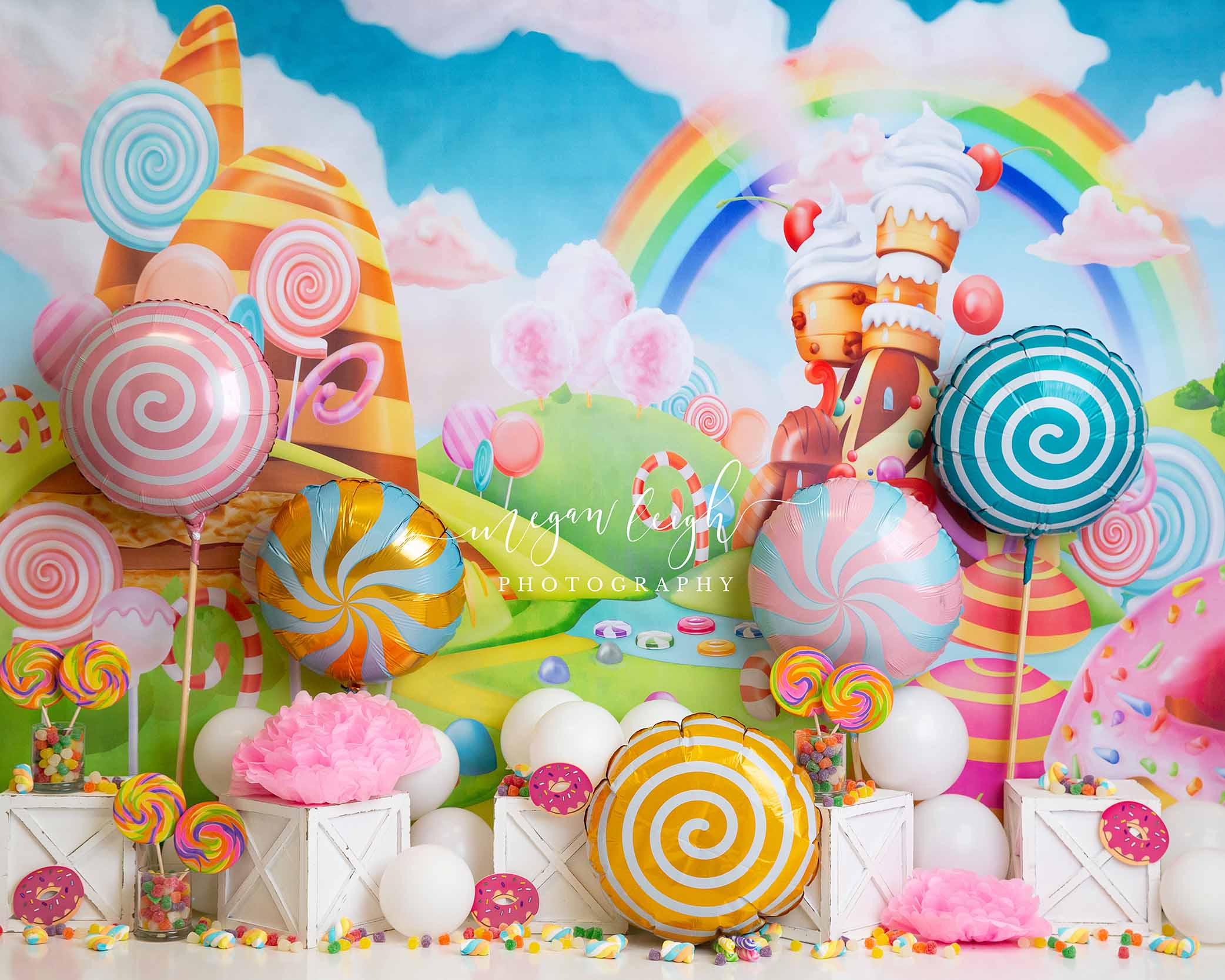 2084x1667 Kate Sweets Treats Printed Backdrop Cake Smash Designed by Megan Leigh Photography, 10x8.2ft Families / Microfiber (Printed)